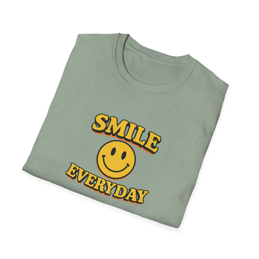 Smile Everyday Retro Tee Happy Vibes Shirt Positive Quote Graphic Tee Feel-Good Aesthetic Shirt 5 colors 100% cotton