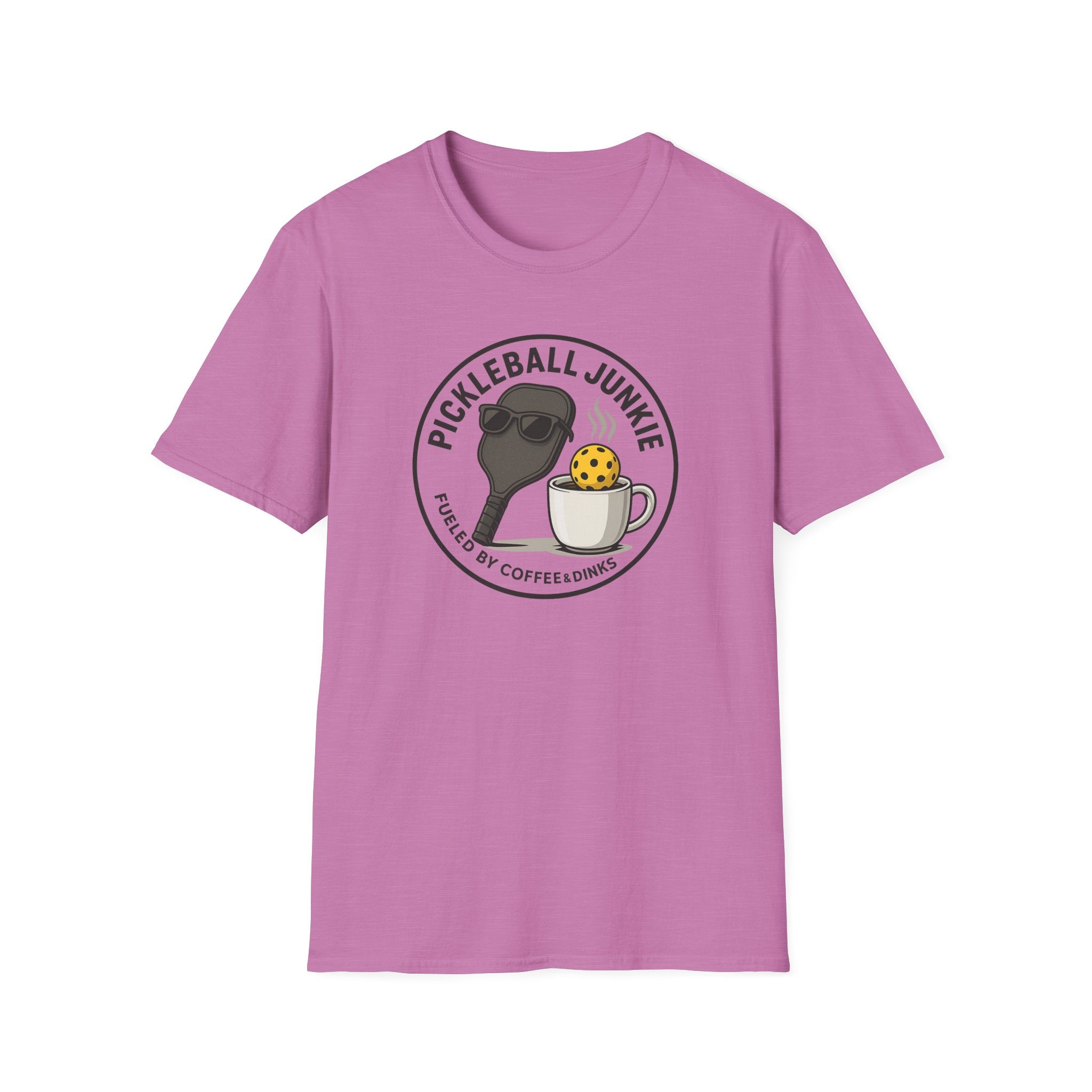 Sats and Stripes Pickleball Junkie Tee Fueled by Coffee & Dinks Purple