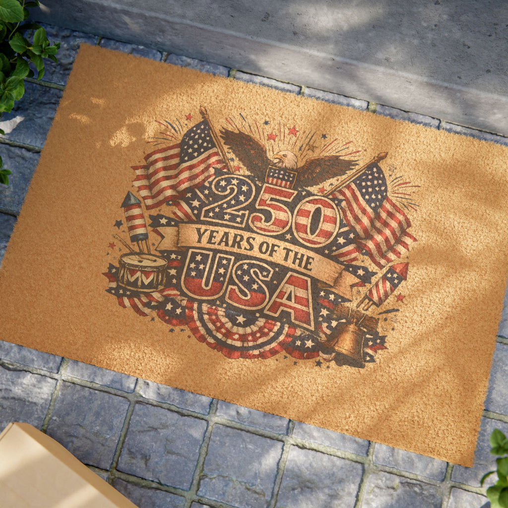 USA 250th Anniversary Doormat Patriotic Eagle & Flag Welcome Mat 1776-2026 Semiquincentennial Decor Outdoor Mat 24 x 16