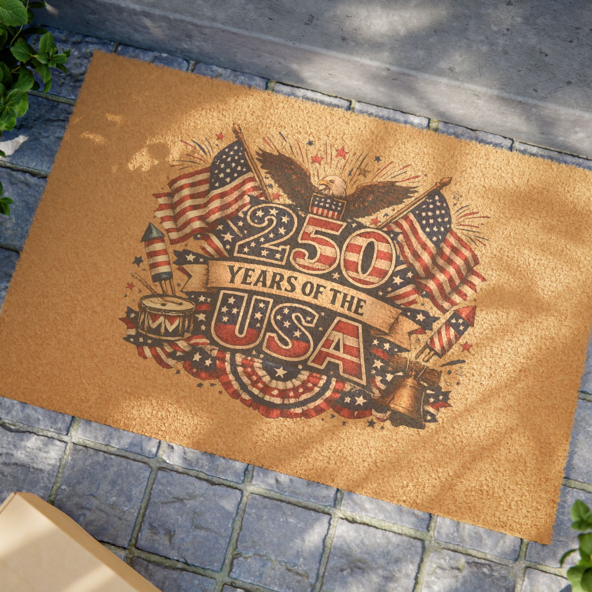 USA 250th Anniversary Doormat Patriotic Eagle & Flag Welcome Mat 1776-2026 Semiquincentennial Decor Outdoor Mat 24 x 16