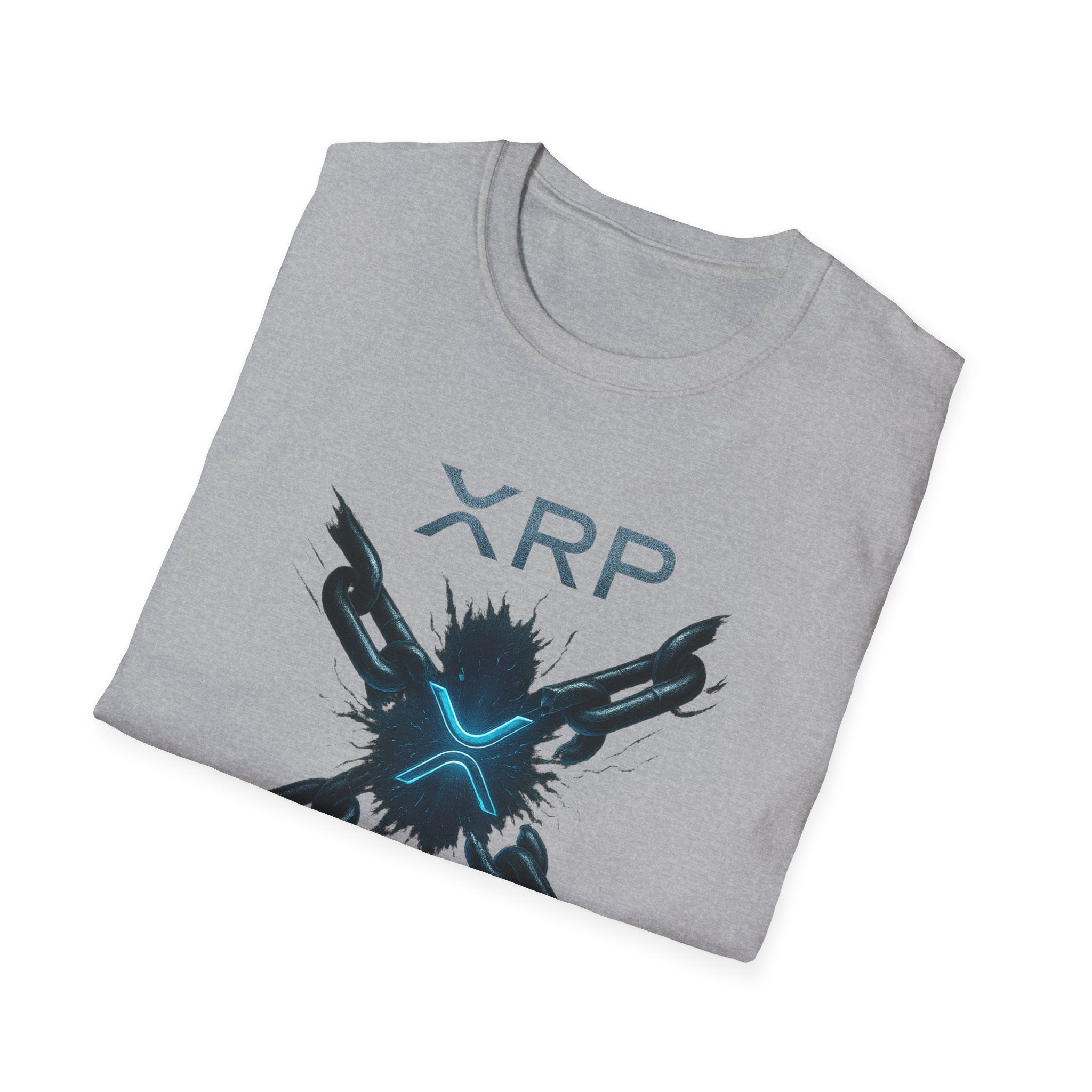 Sats and Stripes XRP Unchained Liquidity Ripple Crypto T-Shirt Grey Folded