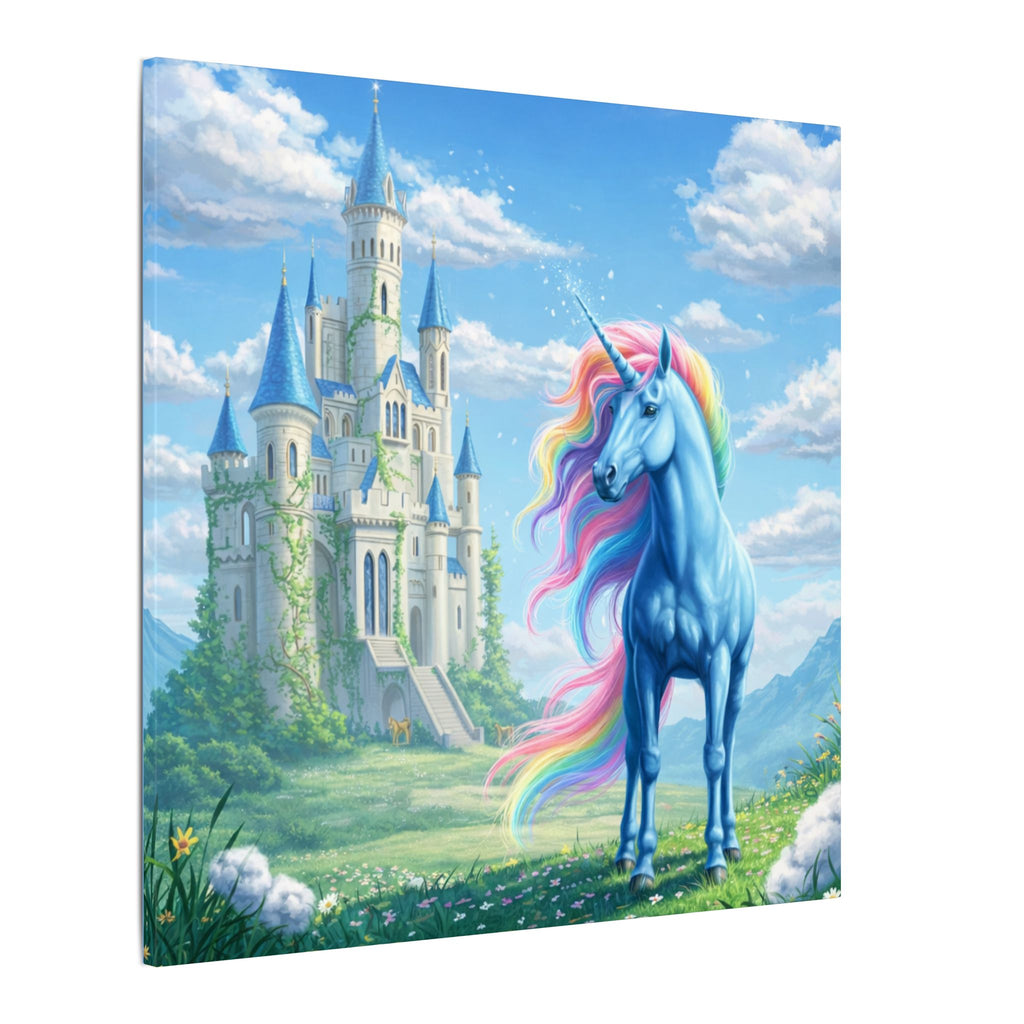 SatsandStripes.com Magical Unicorn Castle Canvas Wall Art Girls Unicorn Bedroom Decor Fantasy Princess Room Wall Art 16x16 or 24x24