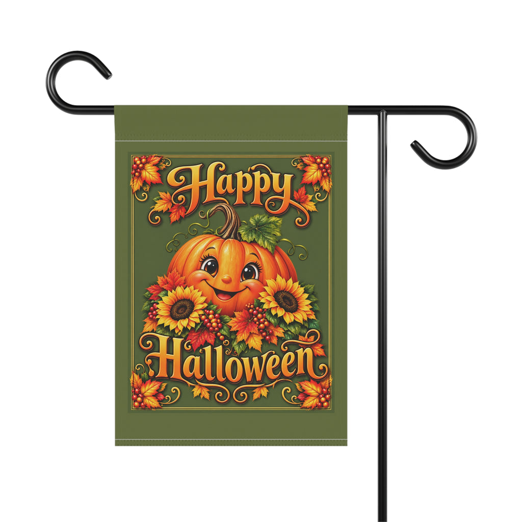 SatsandStripes.com Happy Halloween Pumpkin Double-Sided Garden Flag 12 x 18 Fall Sunflower Yard Décor Flag