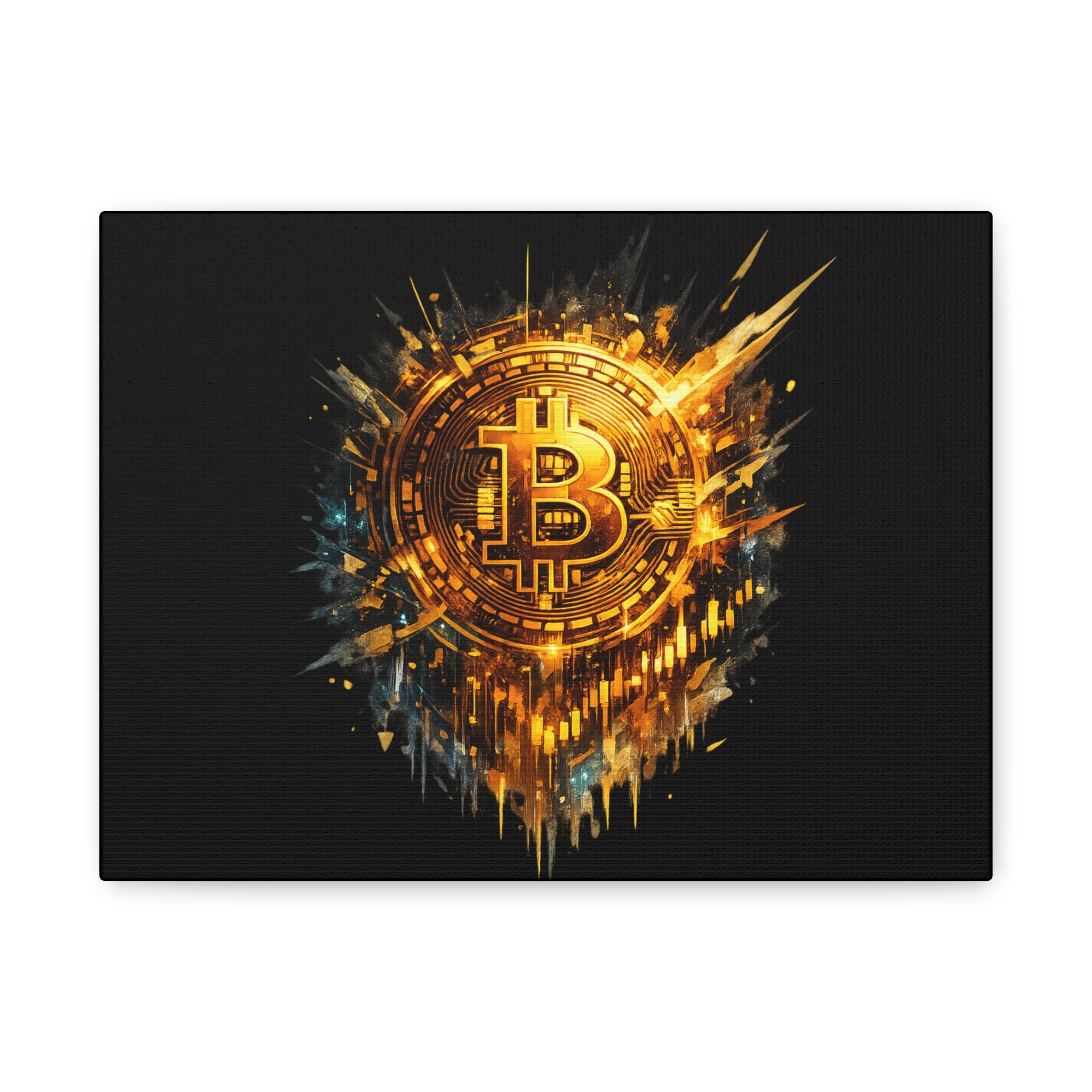 Bitcoin Wall Art Canvas Gold Bitcoin Artwork Crypto Wall Decor Modern Bitcoin Canvas Print Cryptocurrency Office Art 12 x 9