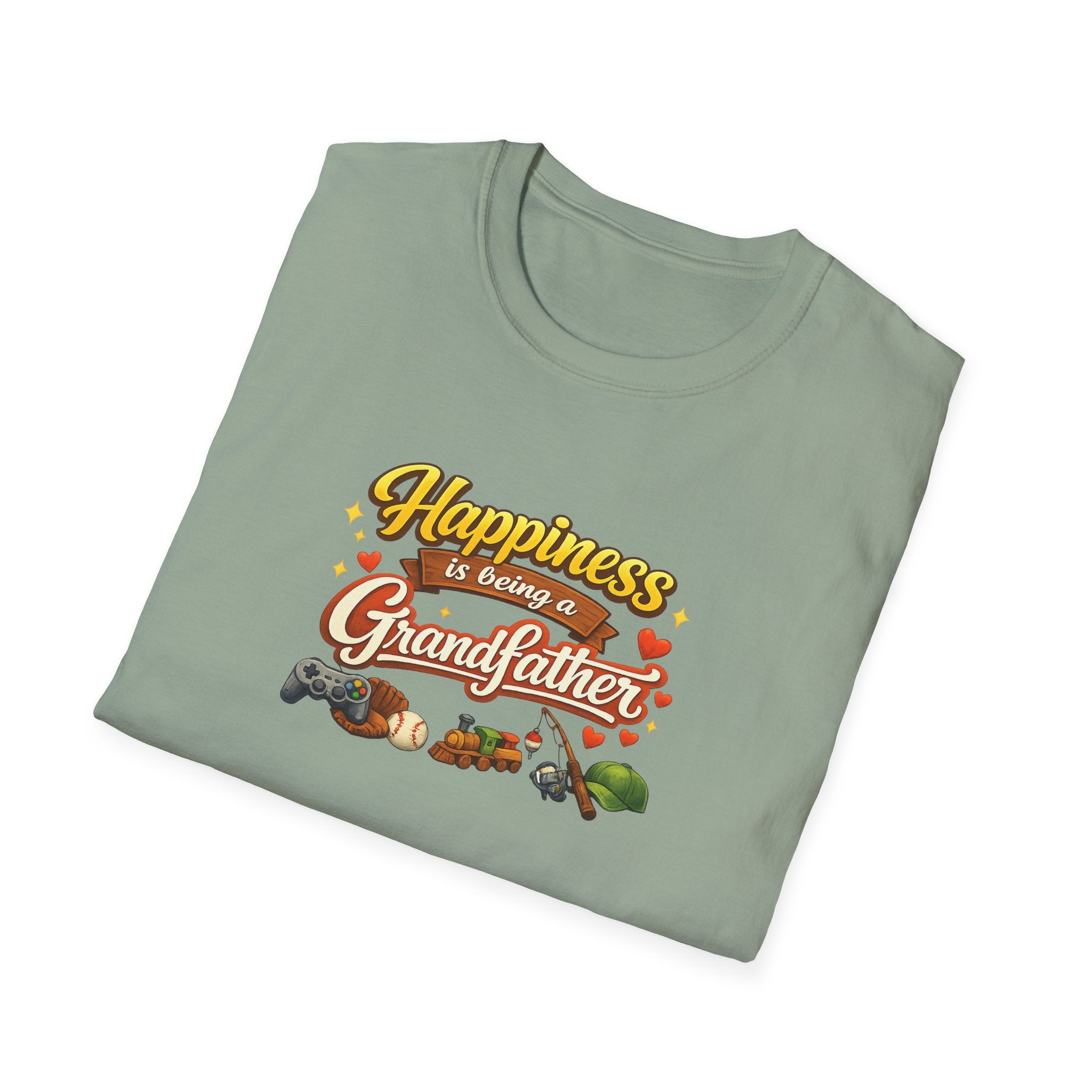 Happiness Is Being a Grandfather Shirt Proud Grandpa T-Shirt Gift for Granddad Grandpa Shirt from Grandkids 7 colors 100% cotton