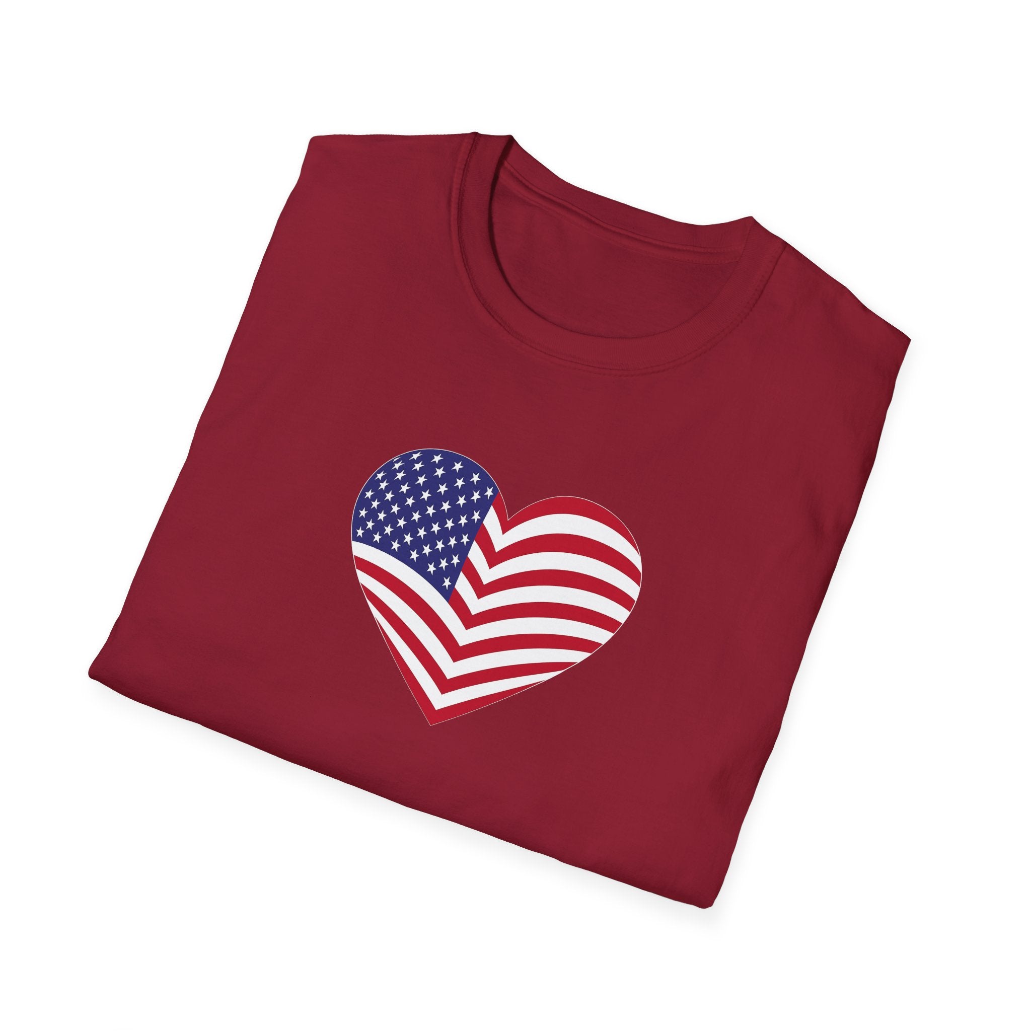 American Flag Heart TShirt Patriotic USA Love Tee Red White Blue Graphic Tee Summer USA Shirt 4 colors 100% cotton