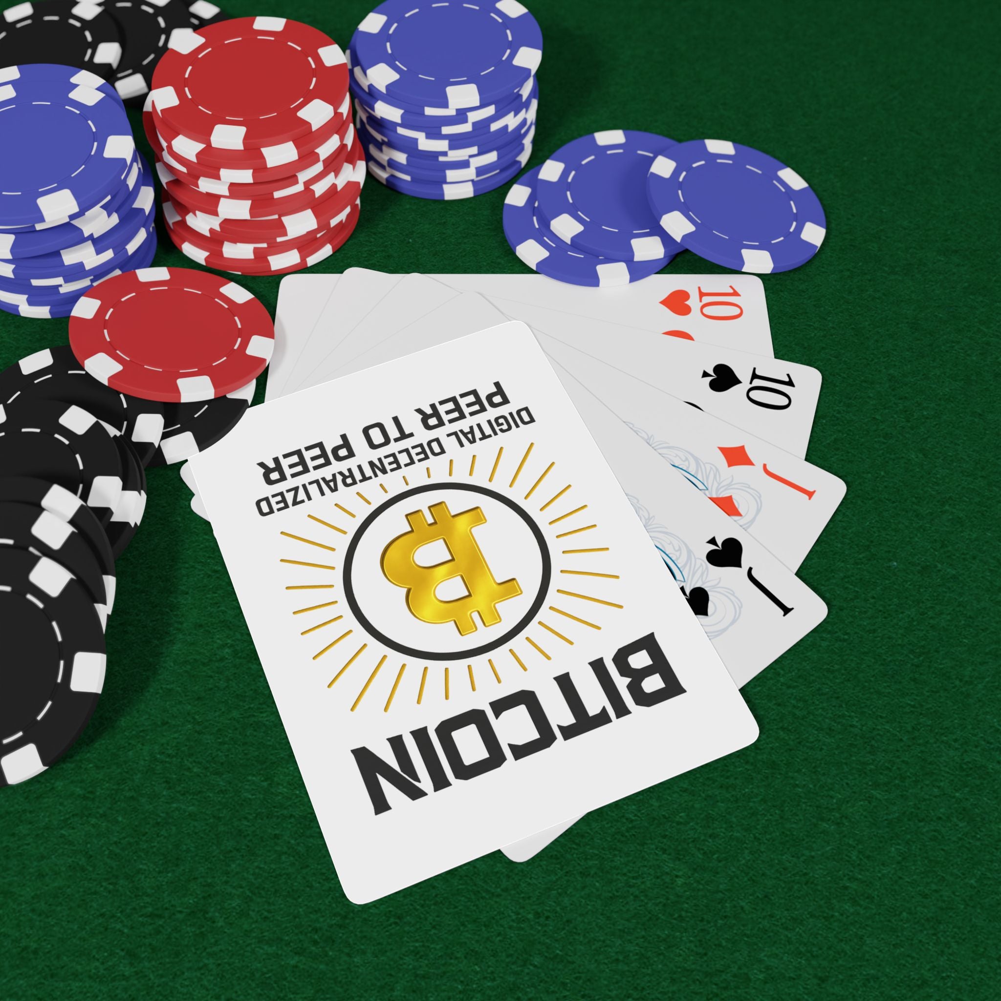 One-of-a-kind Custom Bitcoin Poker Playing Cards.  Deal in your own style.