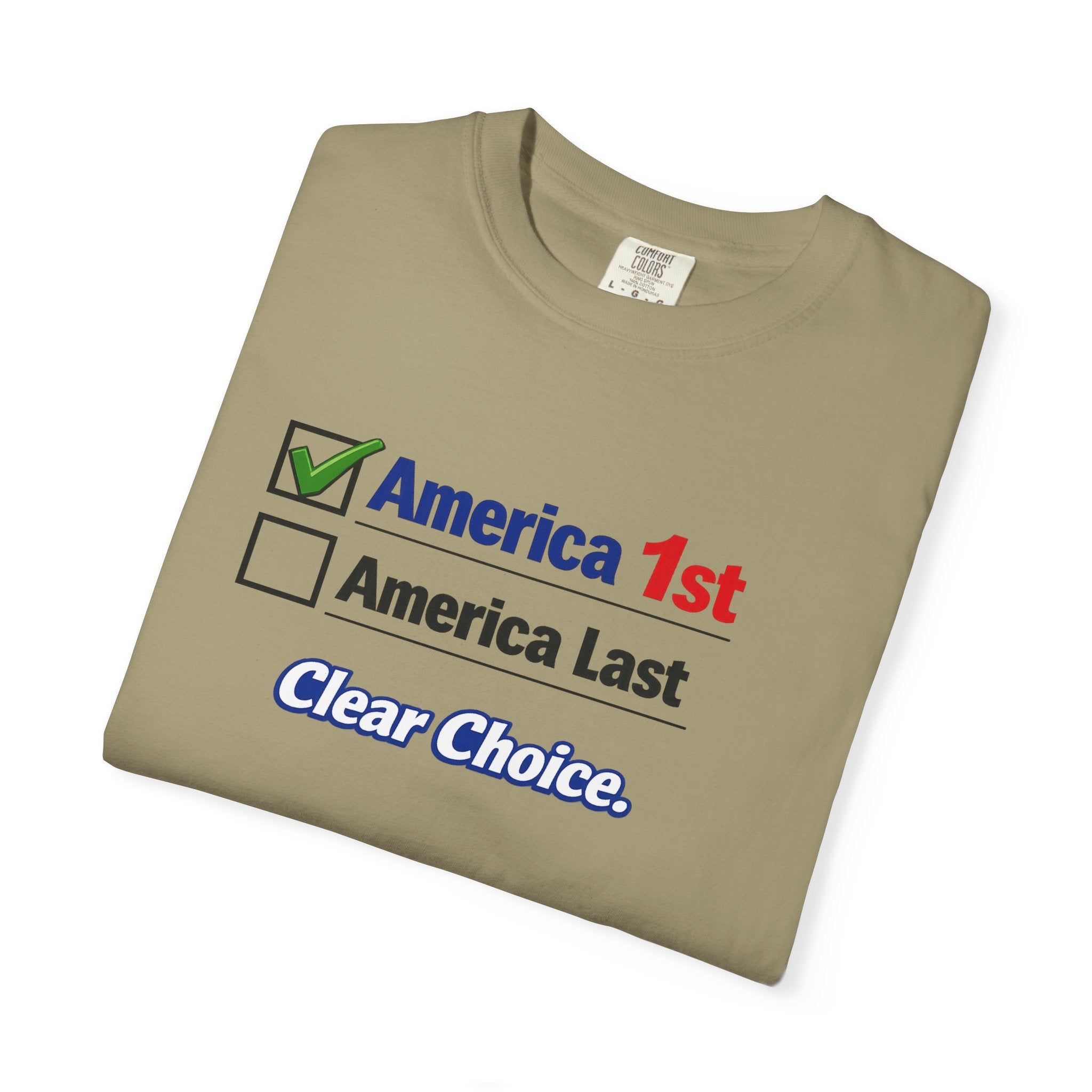 Clear Choice Patriotic Shirt America 1st Checked Tee Bold Freedom T-Shirt Patriotic Gift USA Pride Apparel 5 colors 100% cotton