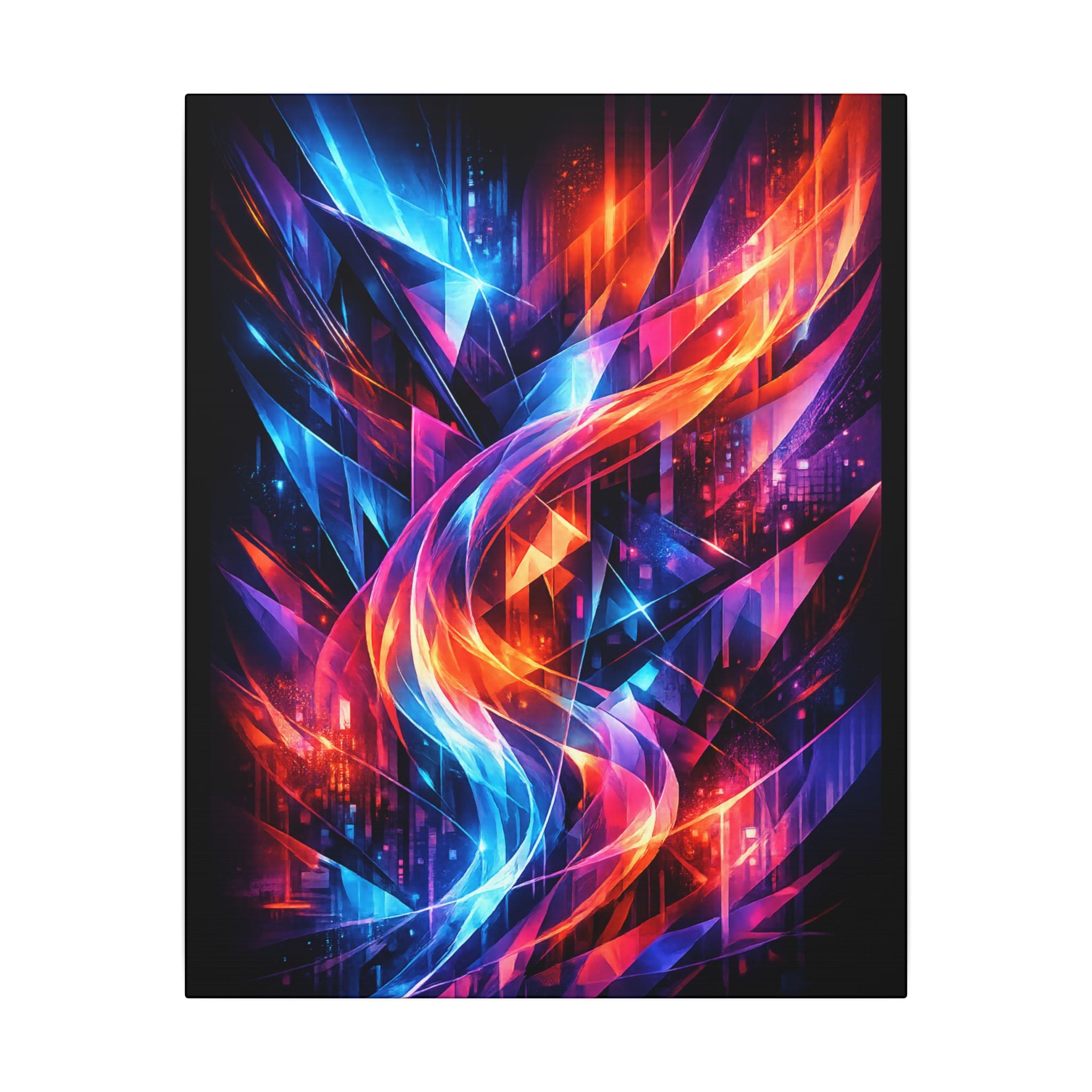 Color Burst Abstract Canvas Wall Art Modern Neon Geometric Decor Contemporary Living Room Wall Canvas 16" x 20"