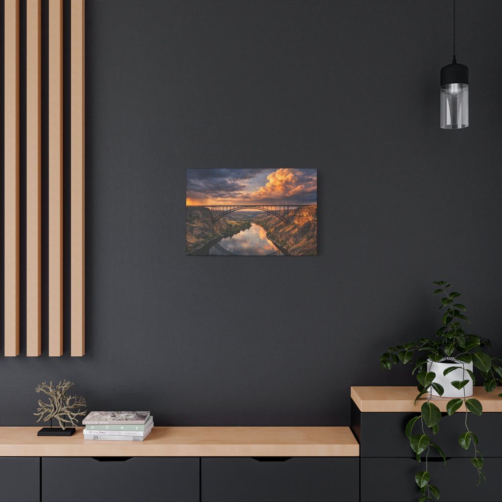 Perrine Bridge Canvas Wall Art Snake River Canyon Landscape Large Panoramic Photography Print Matte Canvas Stretched 1.25 6 sizes