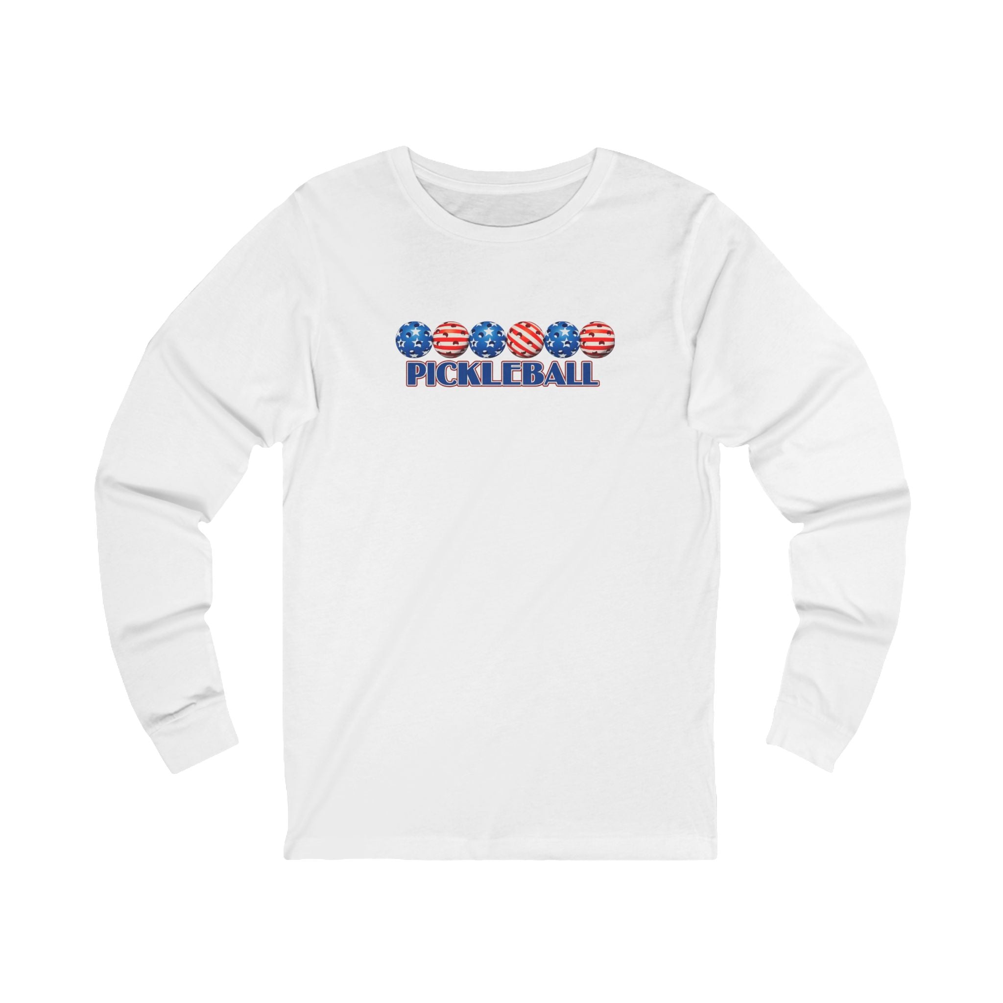 Patriotisches Pickleball Langarmshirt USA Pickleball Amerikanische Flagge Pickleball Spieler Geschenk Court Sports 4 Farben 100% Baumwolle