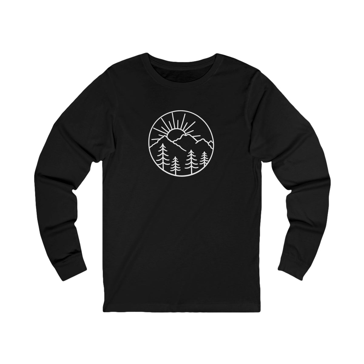 Herren Wander Langarmshirt Minimalistisches Berg Motiv Outdoor Natur Shirt Camping Wandergeschenk für Ihn 7 Farben 100% Baumwolle