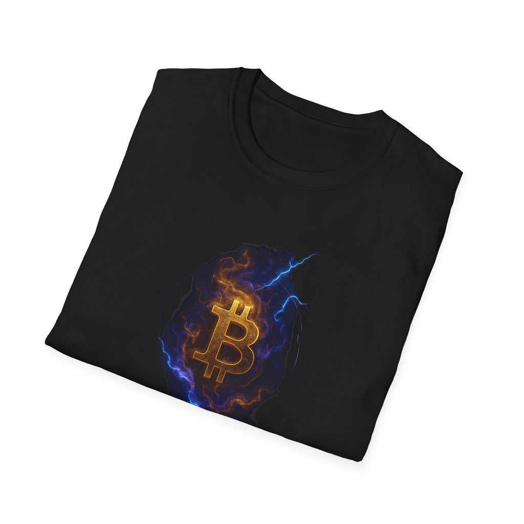 Electric Gold Lightning Bitcoin Tee Crypto Power Unleashed BTC Tee 3 colors 100% cotton