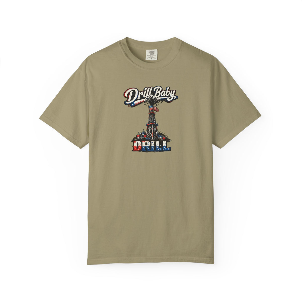 Sats and Stripes Drill Baby Drill Patriotic Oilfield T-Shirt MAGA Energy Independence Shirt Pro Oil & Gas USA Graphic Tee Khaki
