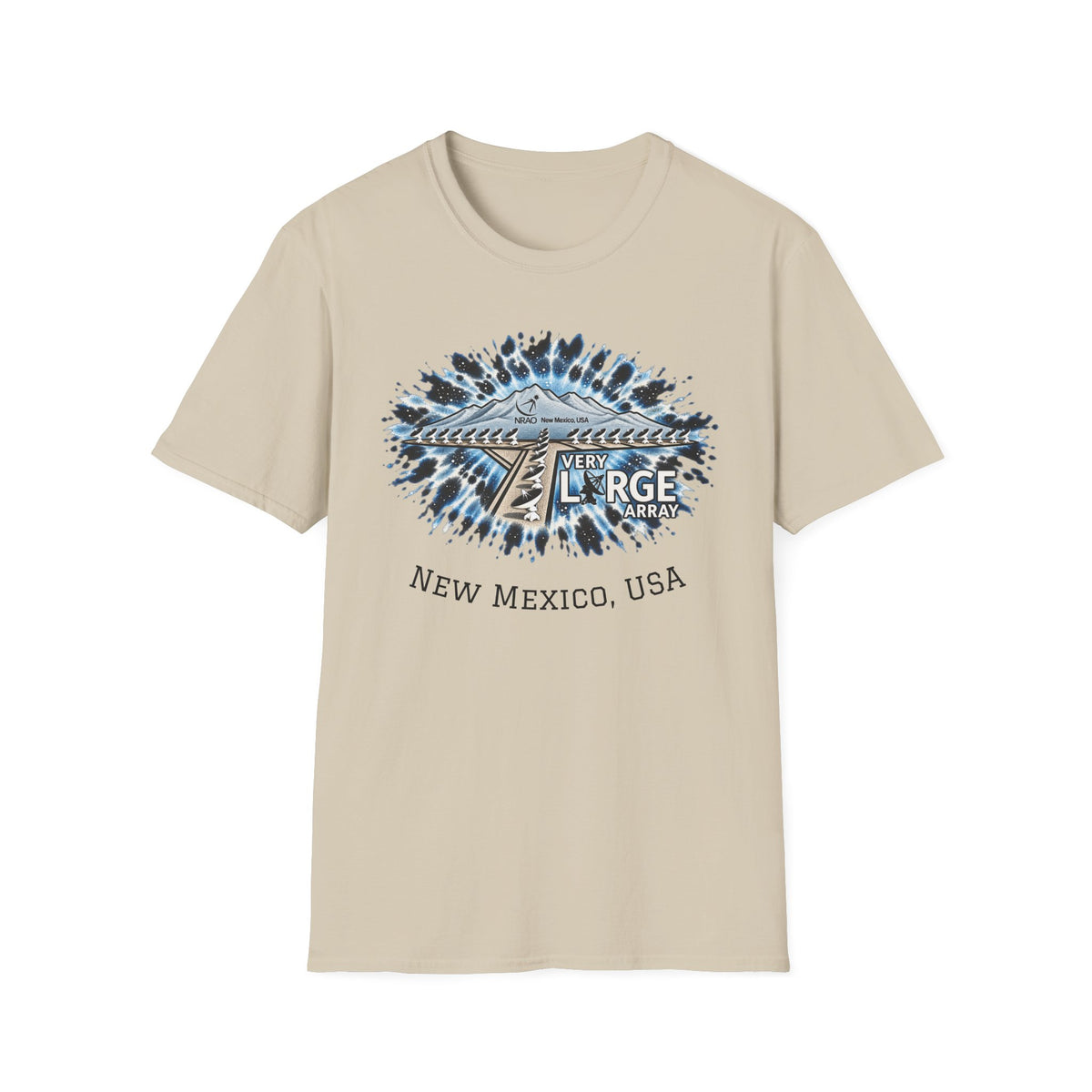 SatsandStripes.com Very Large Array New Mexico Softstyle® T-Shirt – VLA Radio Telescope Astronomy Graphic Tee Sand