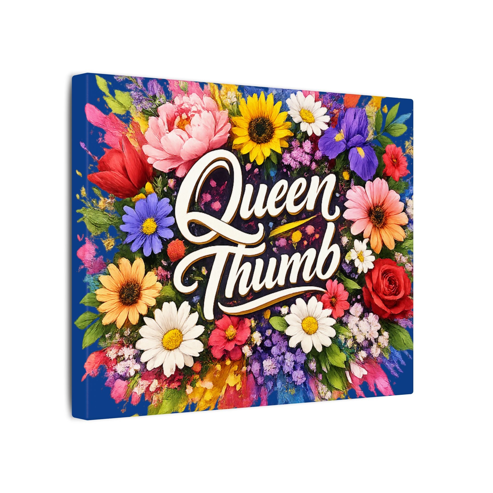 Queen Thumb Floral Canvas Wall Art Colorful Flower Canvas Print Gardener Gift Botanical Living Room Decor Blue Wall Art 3 sizes