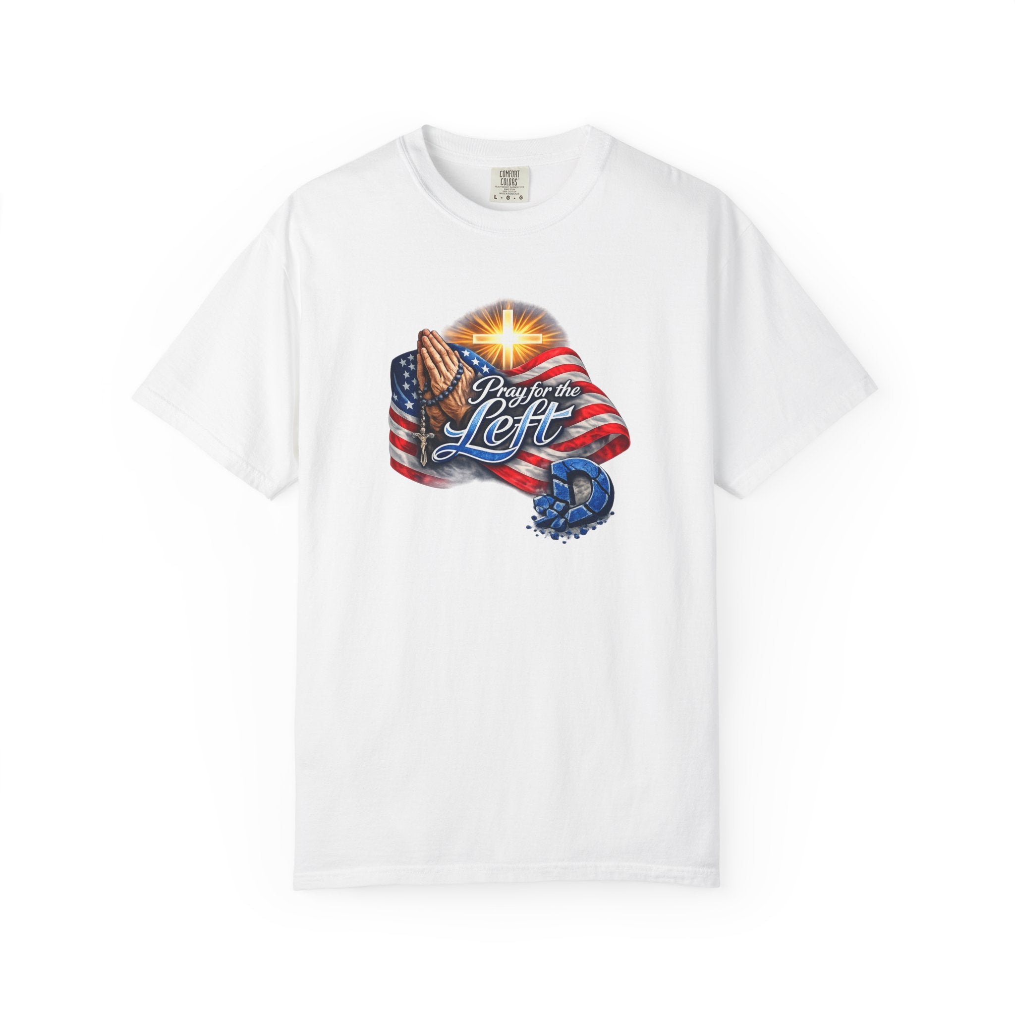 Pray for the Left Patriotic Christian TShirt Faith-Freedom Religious Flag Tee Inspirational Prayer Shirt 8 colors 100% cotton