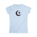 Womens Crescent Moon and Star T-Shirt Soft Graphic Tee 5 colors 100% cotton