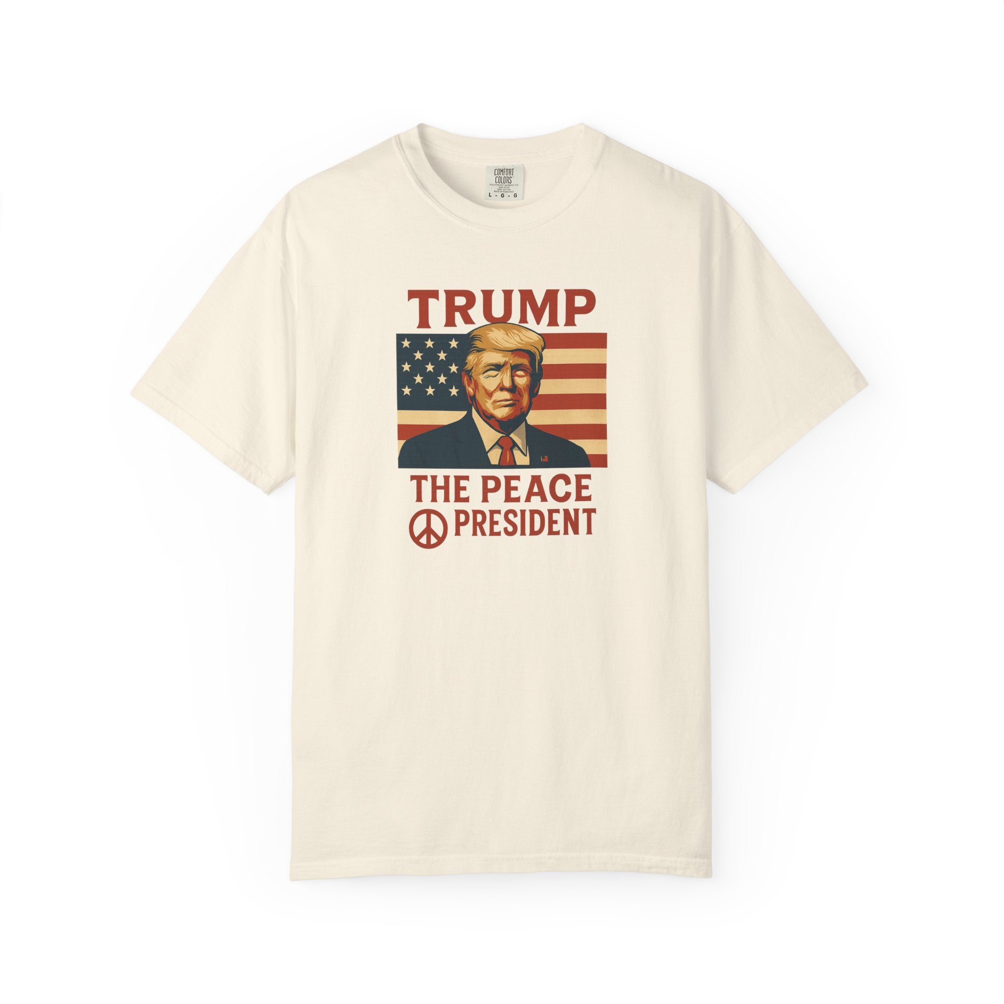 Trump The Peace President Patriotisches T-Shirt Kühnes USA-Flaggen-Design Pro-Amerika Kleidung 4 Farben 100% Baumwolle