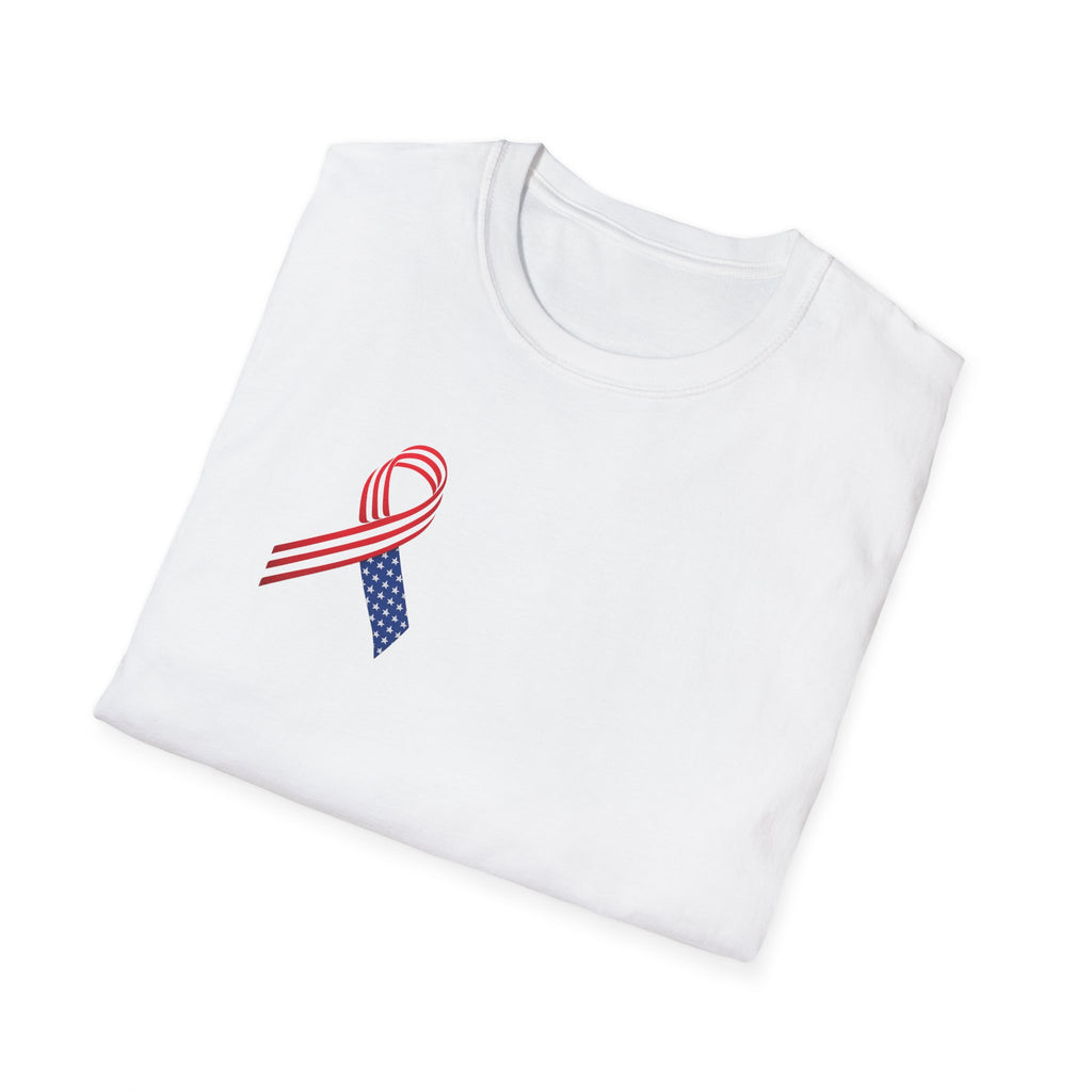 Patriotic Awareness Ribbon T-Shirt Red White Blue USA Veterans Memorial Support Shirt Minimal Patriotic Tee 5 colors 100% cotton