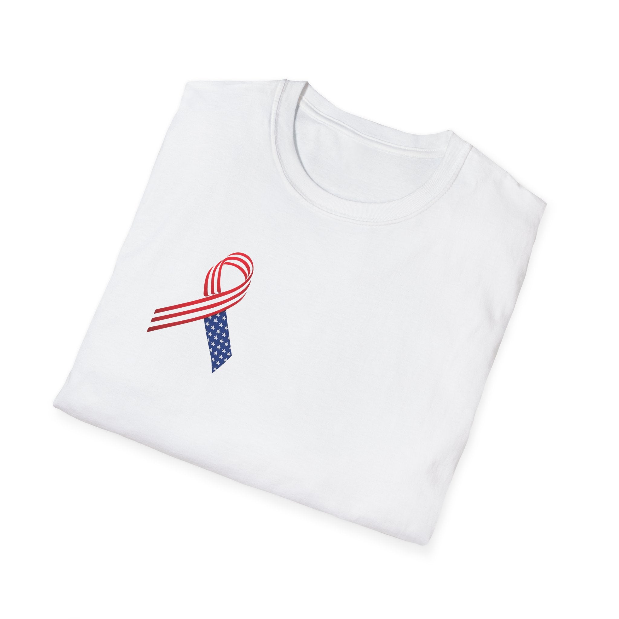 Patriotic Awareness Ribbon T-Shirt Red White Blue USA Veterans Memorial Support Shirt Minimal Patriotic Tee 5 colors 100% cotton
