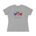 SatsandStripes.com Patriotic Wine Glass Women's T-Shirt – Red White & Blue USA Graphic Tee Grey