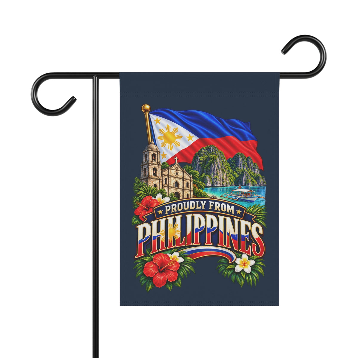 SatsandStripes.com Proudly From the Philippines Garden Flag 12 x 18 – Filipino Pride, Tropical Islands & Heritage Outdoor Decor