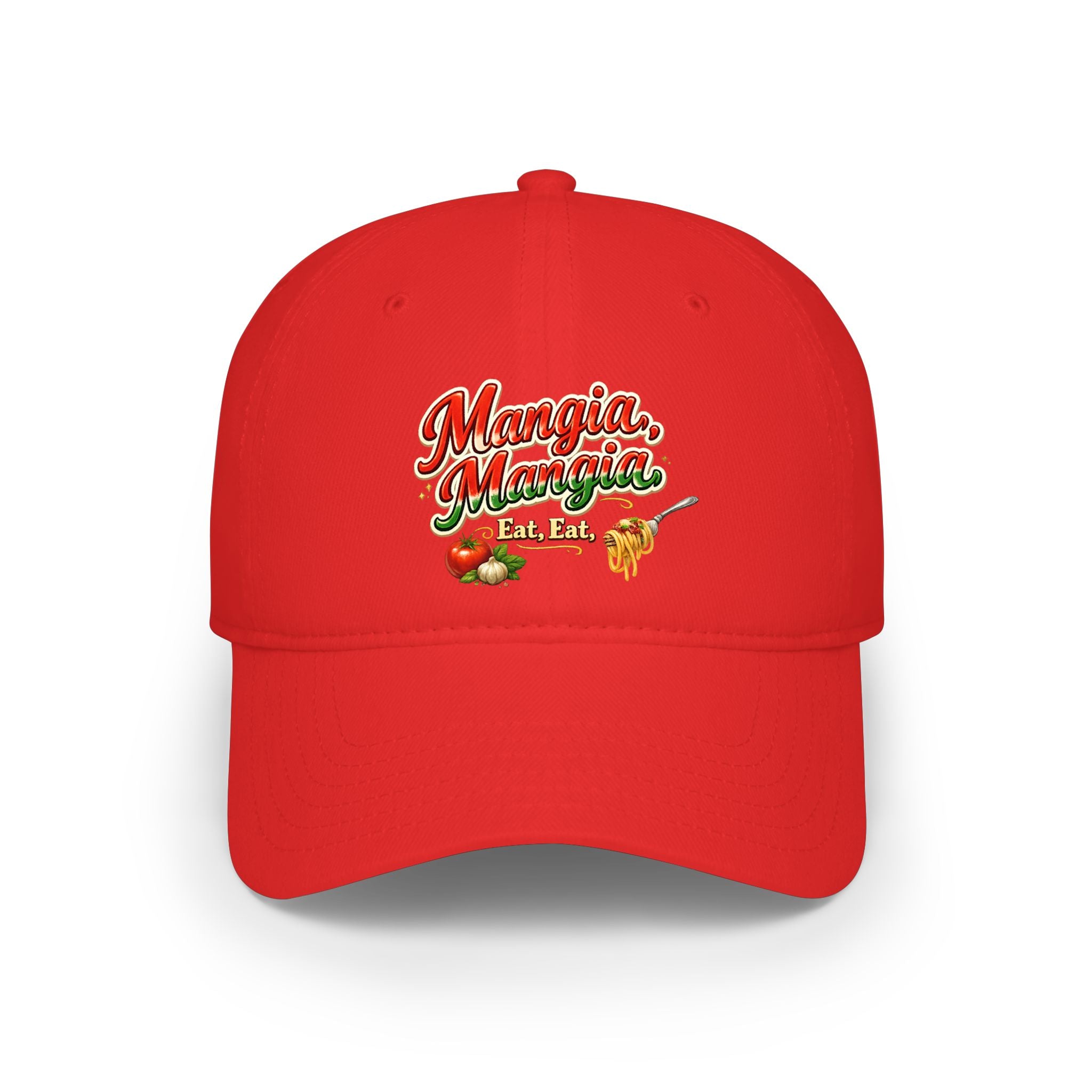 Mangia Mangia, Eat Eat Hat Italian Food Baseball Cap Funny Italian Gift Pasta Lover Foodie Hat 7 colors 100% cotton