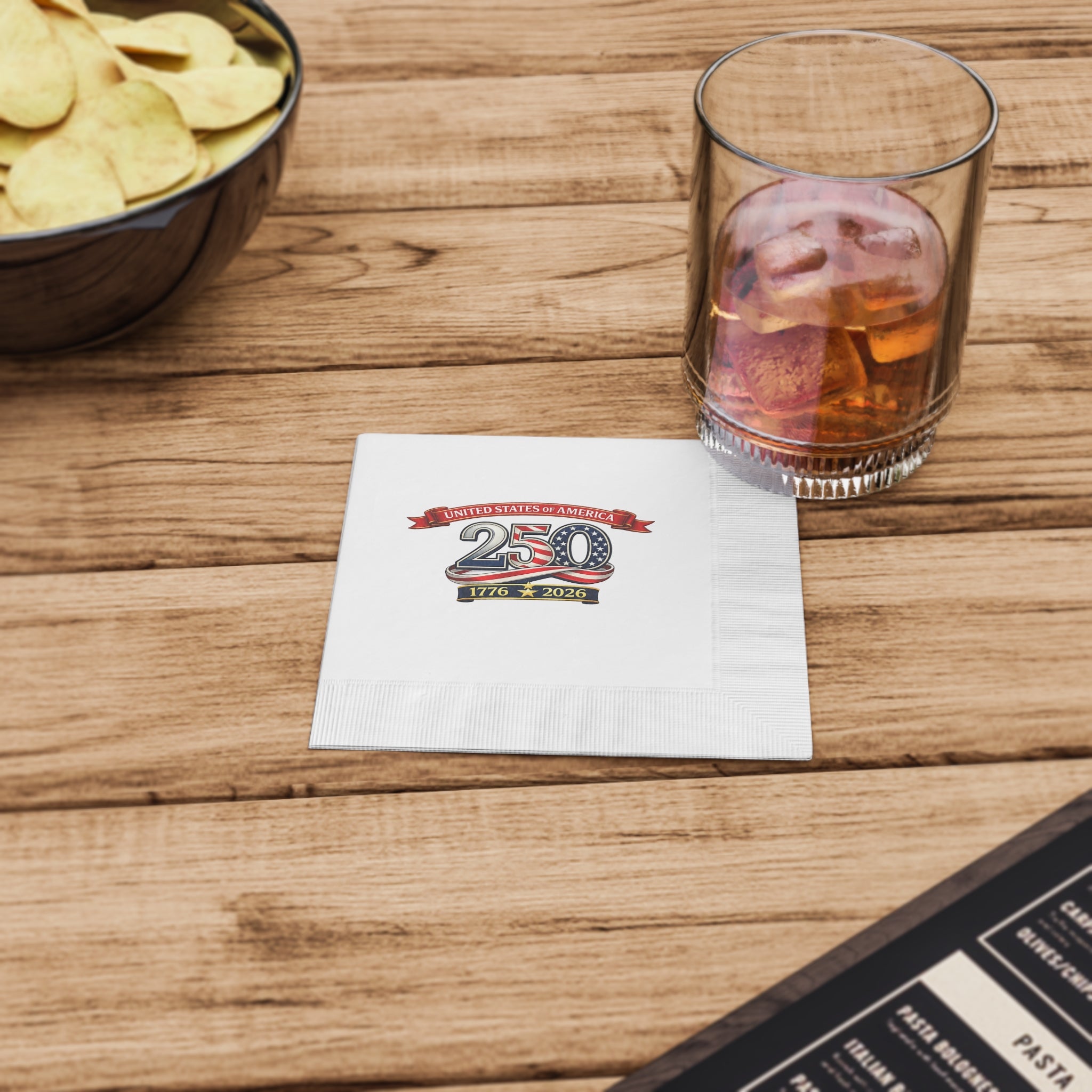 USA 250th Anniversary Napkins 1776-2026 Patriotic Party Decor American 250 Celebration Disposable Napkins (50 or 100 Count) 2 sizes