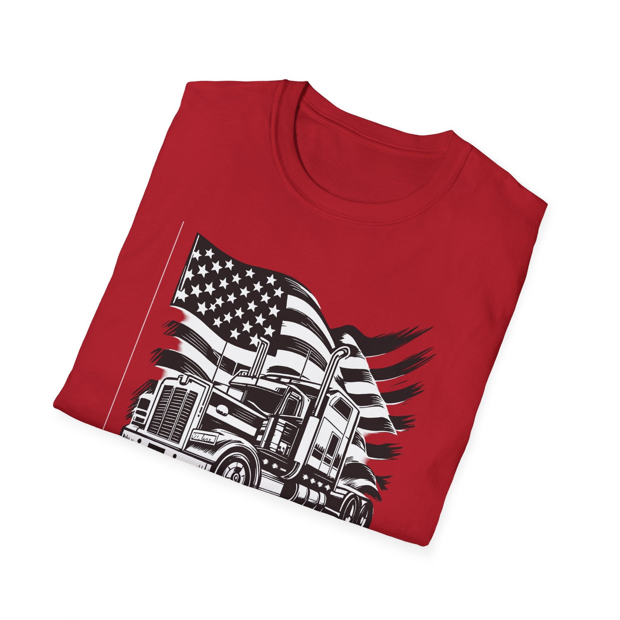 American Trucker Pride T-Shirt Patriotic Semi Truck Graphic Tee for Truck Drivers USA Flag Big Rig Shirt 5 colors 100% cotton