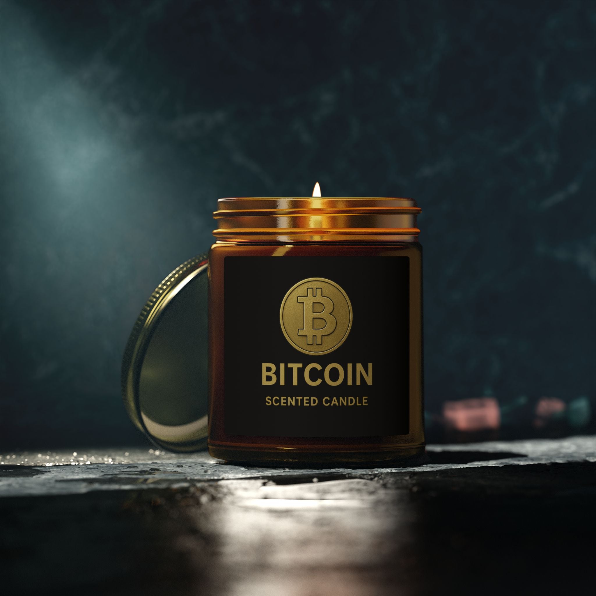 Bitcoin Logo Candle Coconut Apricot Wax Candle 4 oz & 9 oz sizes 8 fragrances available