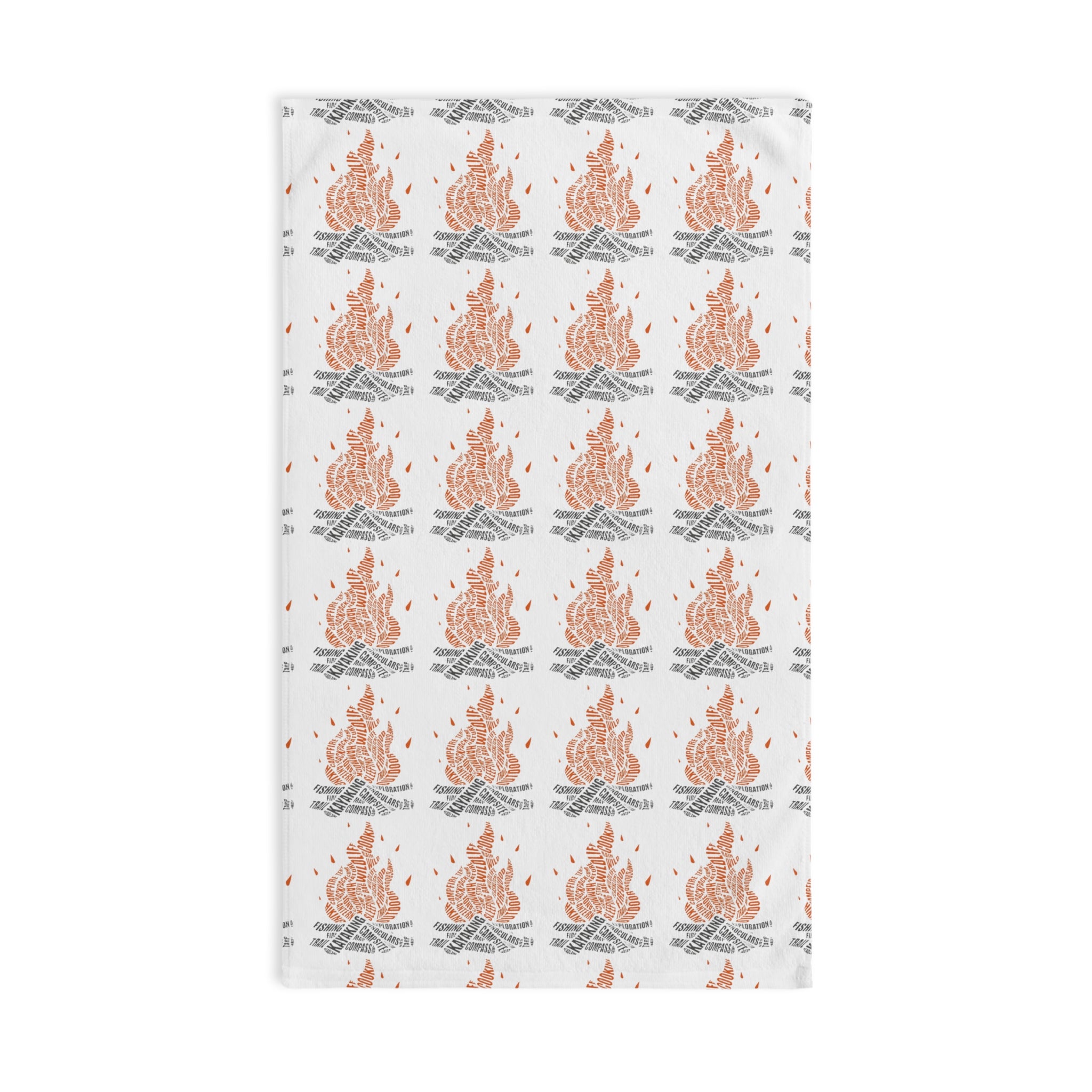 Campfire Pattern Hand Towel Bonfire Illustration Outdoor Camping Kitchen Towel