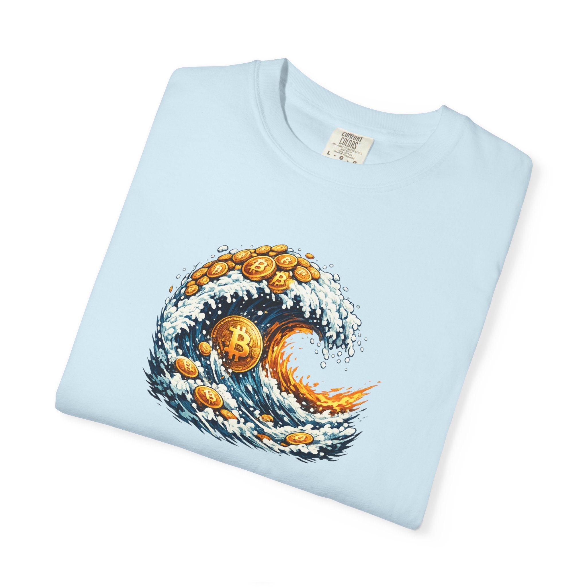 Bitcoin Tidal Wave T-Shirt Futuristic Crypto Graphic Tee Bitcoin Art Shirt Crypto Gift for Him 12 colors 100% cotton