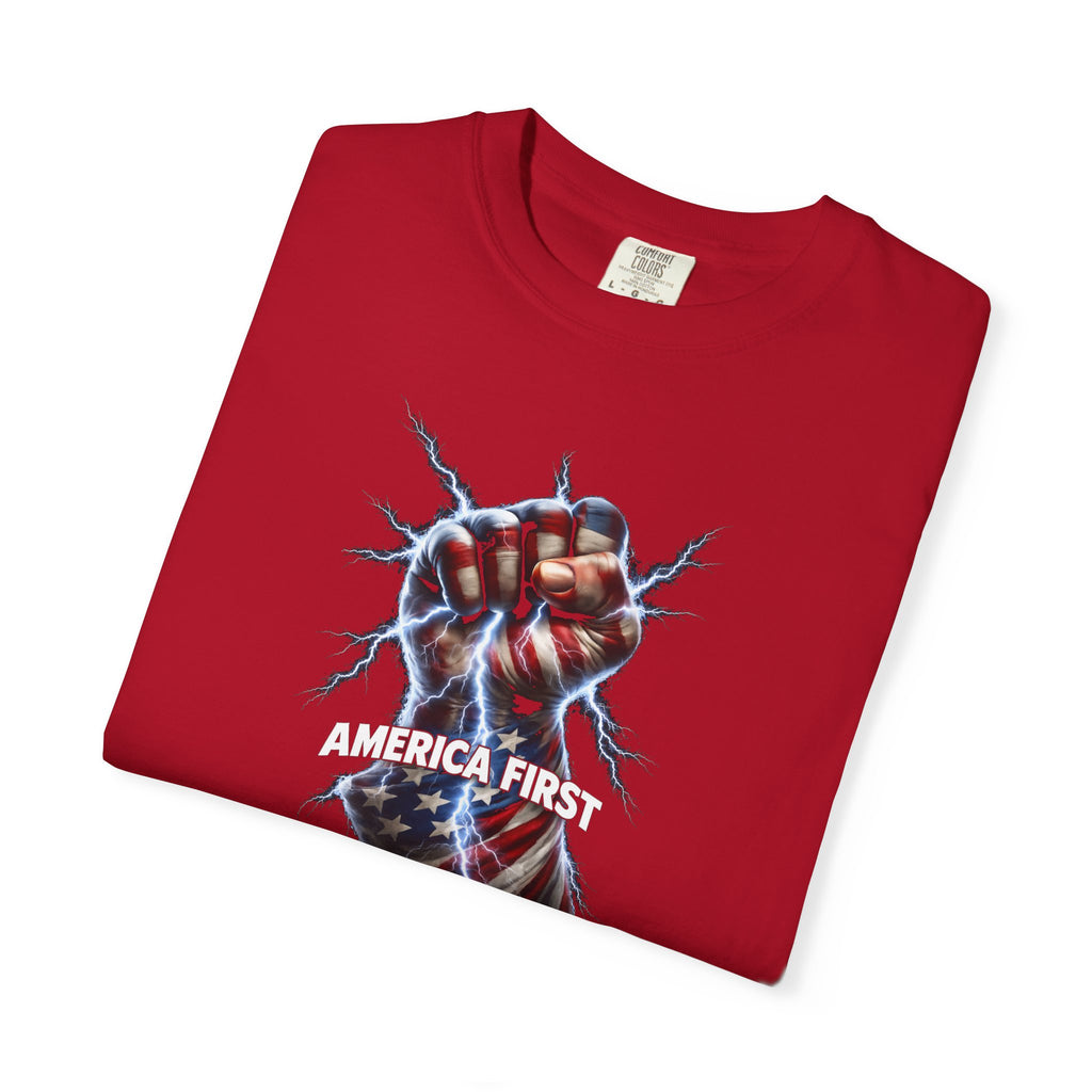America First Patriotic T-Shirt MAGA Supporter Graphic Tee Pro America Political Apparel 4 colors 100% cotton