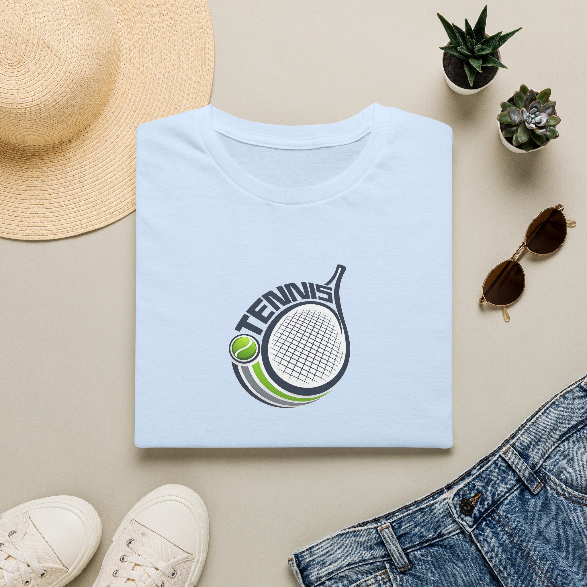 Tennis Racket Graphic T-Shirt Tennis Ball Logo Tee 3 colors 100% cotton