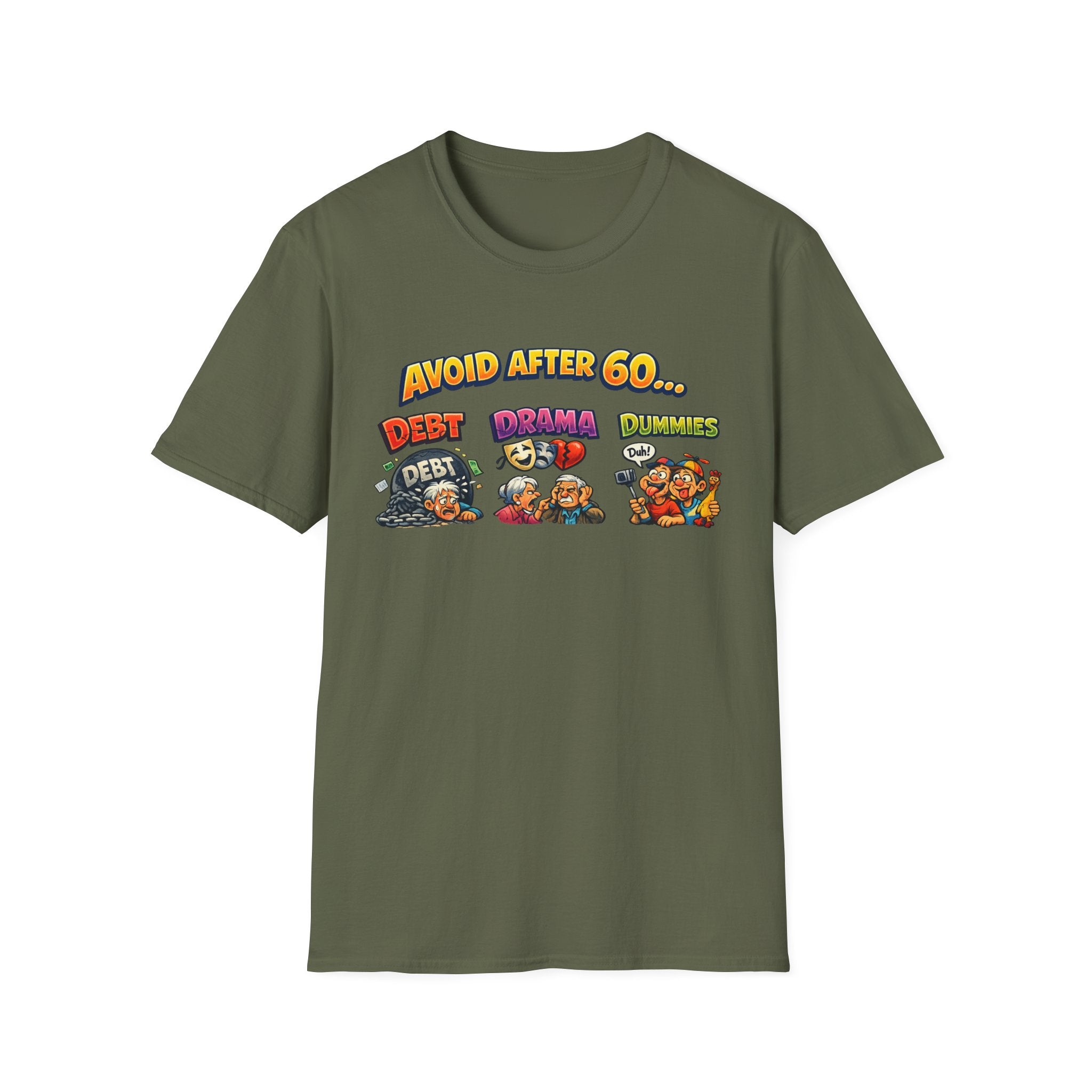 Avoid After 60 Funny T-Shirt Birthday Gift for Men & Women Over 60 Sarcastic Aging Tee 8 colors 100% cotton