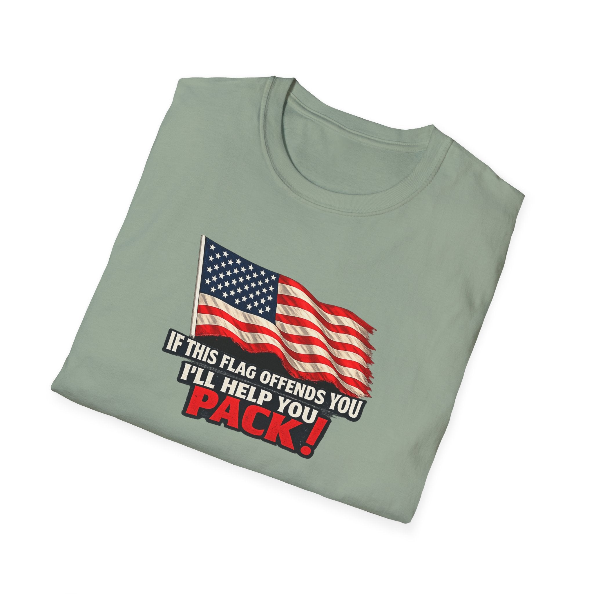 If This Flag Offends You I'll Help You Pack Tee Patriotic American Flag Shirt Gift for Patriots 7 colors 100% cotton