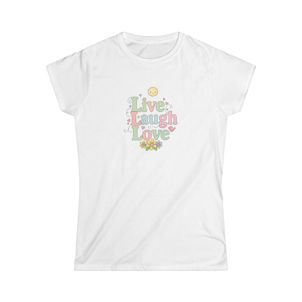 Cute ''Live Laugh Love'' T-Shirt for Women Positive Quote Tee 4 colors 100% cotton