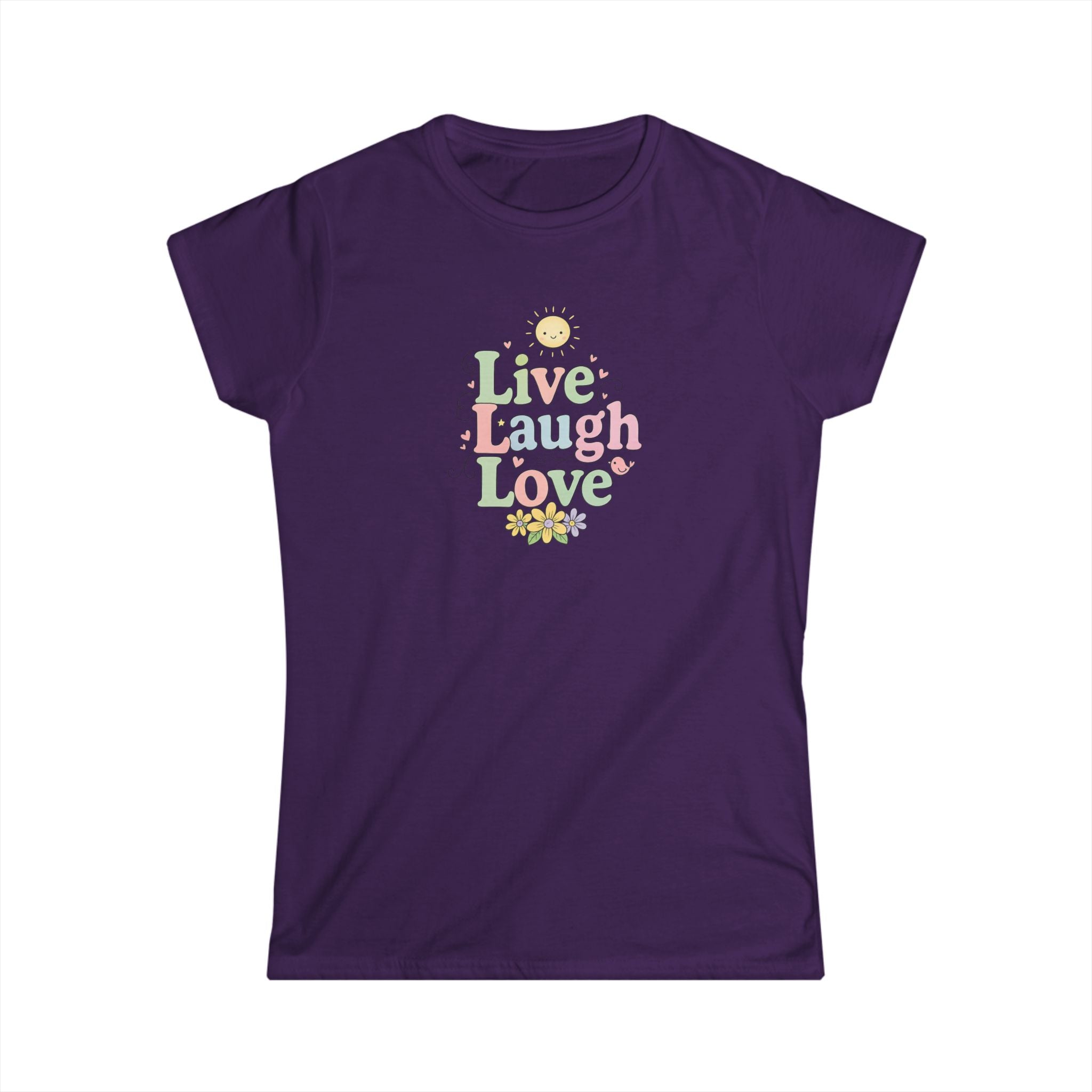 Cute ''Live Laugh Love'' T-Shirt for Women Positive Quote Tee 4 colors 100% cotton