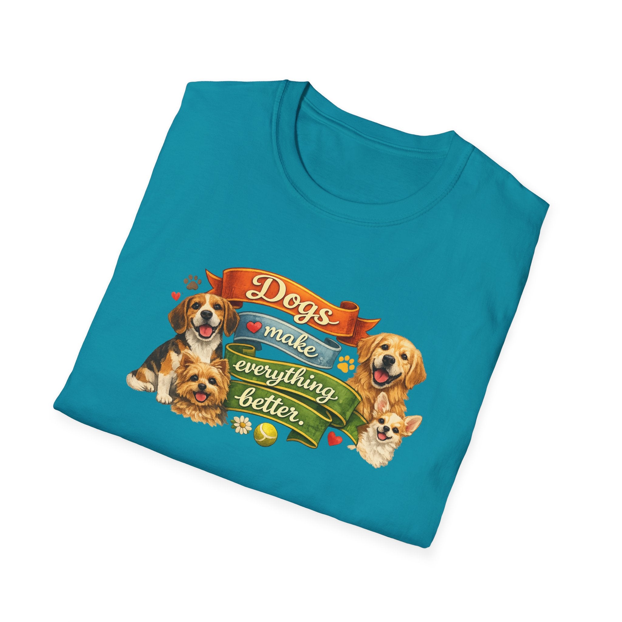 Dogs Make Everything Better T-Shirt Dog Lover Shirt for Women Gift for Dog Owners Pet Lover Graphic Tee 6 colors 100% cotton
