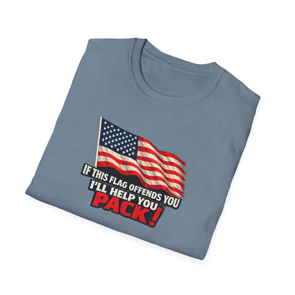 If This Flag Offends You I'll Help You Pack Tee Patriotic American Flag Shirt Gift for Patriots 7 colors 100% cotton