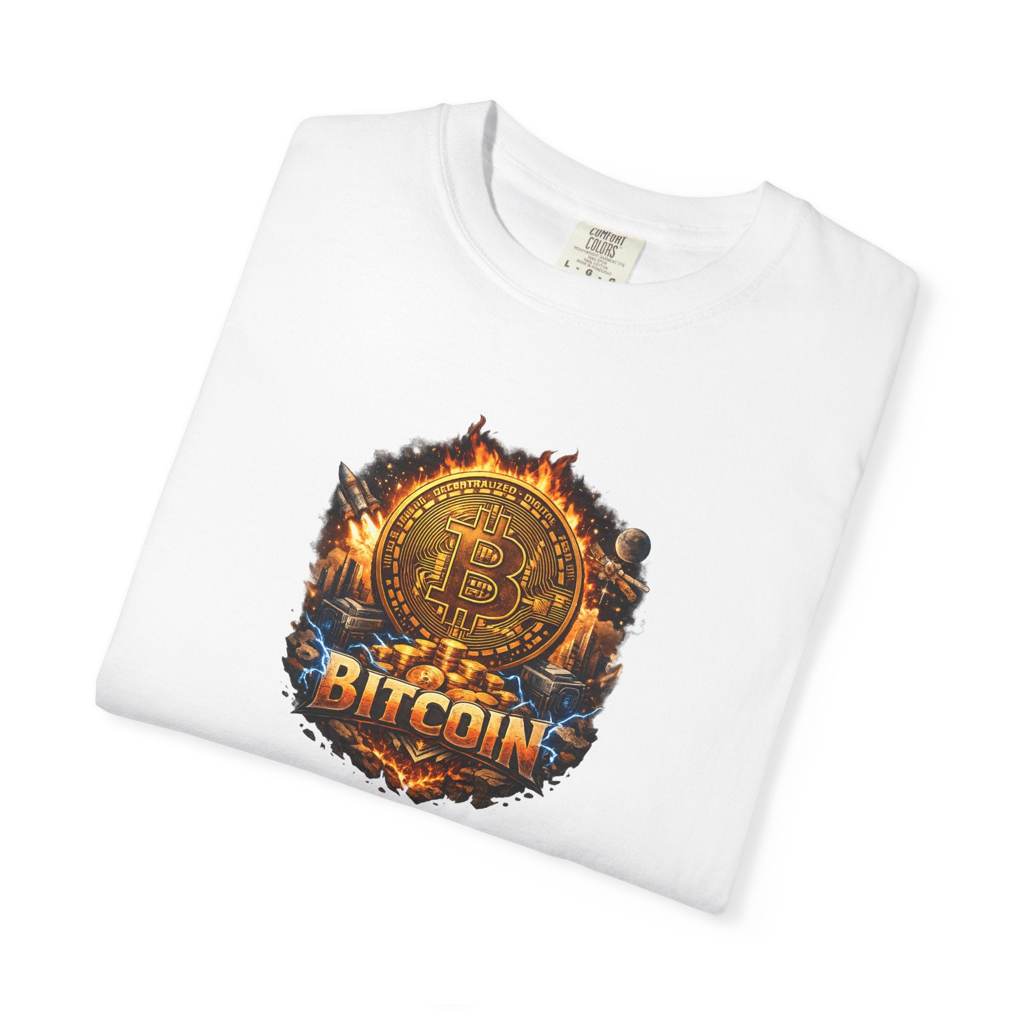 Bitcoin Flame Logo T-shirt Crypto Graphic Tee Digital Currency Design 12 colors 100% cotton
