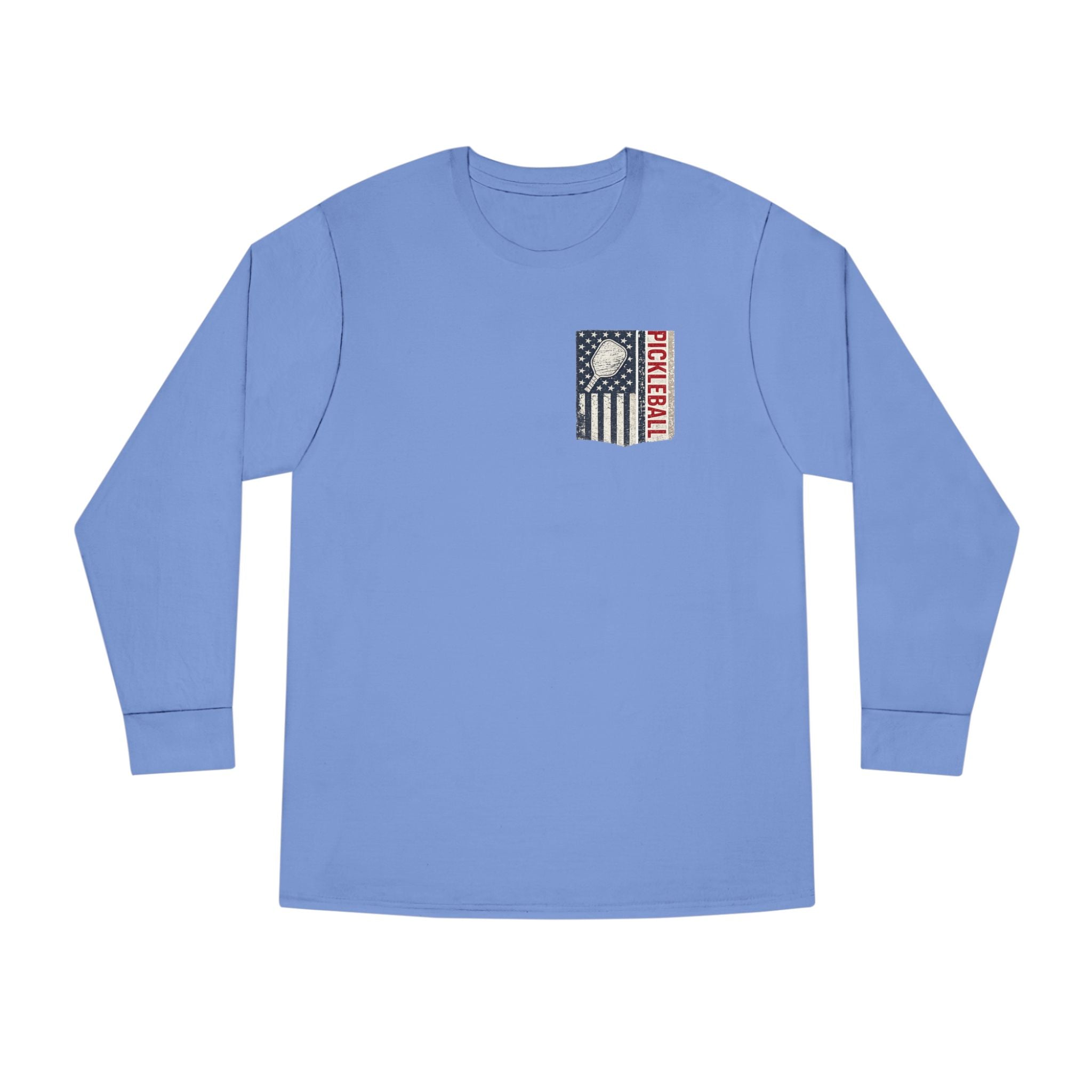 Women's Pickleball Flag Long Sleeve Shirt Vintage Patriotic USA Pickleball TShirt Tee Court Player Gift 7 colors 100% cotton