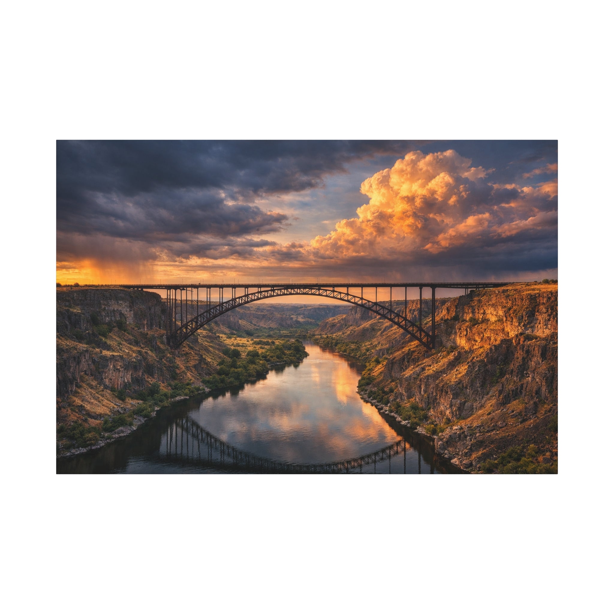 Perrine Bridge Canvas Wall Art Snake River Canyon Landscape Large Panoramic Photography Print Matte Canvas Stretched 1.25 6 sizes