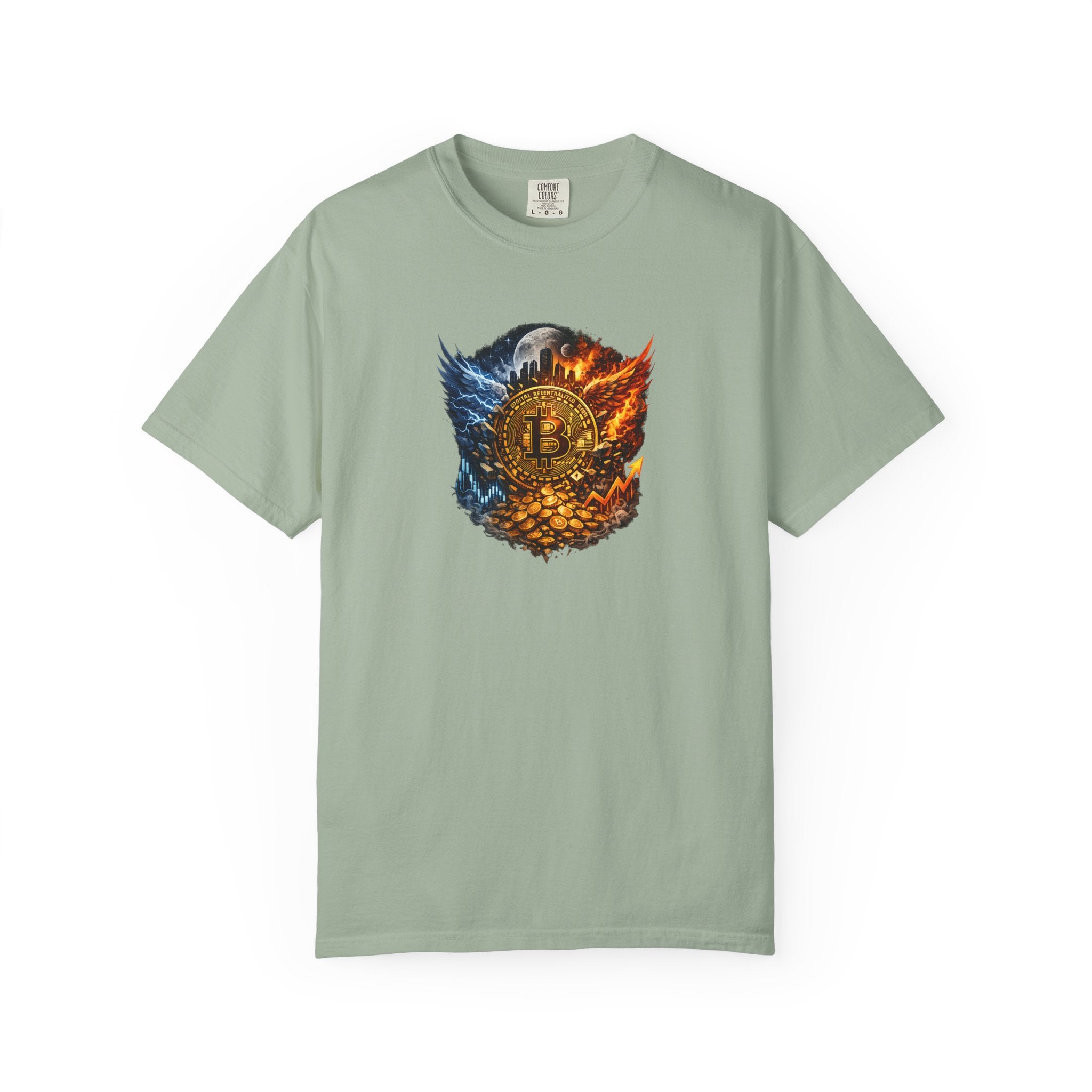 Bitcoin Fire & Ice Crest TShirt Crypto Nerd Shirt Bitcoin Streetwear Tee Gift for Crypto Investor 8 colors 100% cotton