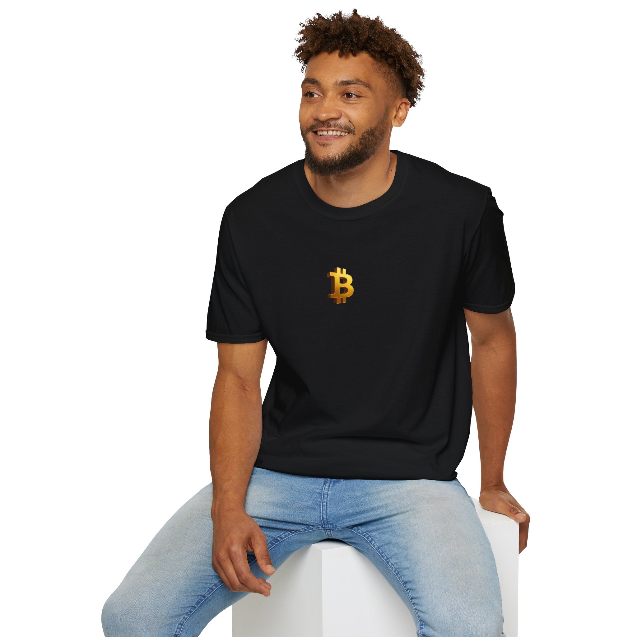 Solid Black Pure Gold Bitcoin T-Shirt Tee 100% cotton