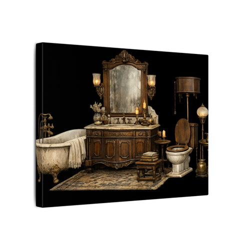 Antike Badezimmer-Leinwandkunst Vintage-Badewanne auf Klauenfüßen Wandkunst Rustikale Badezimmerdeko Bauernhaus-Bad-Leinwand in 2 Größen erhältlich