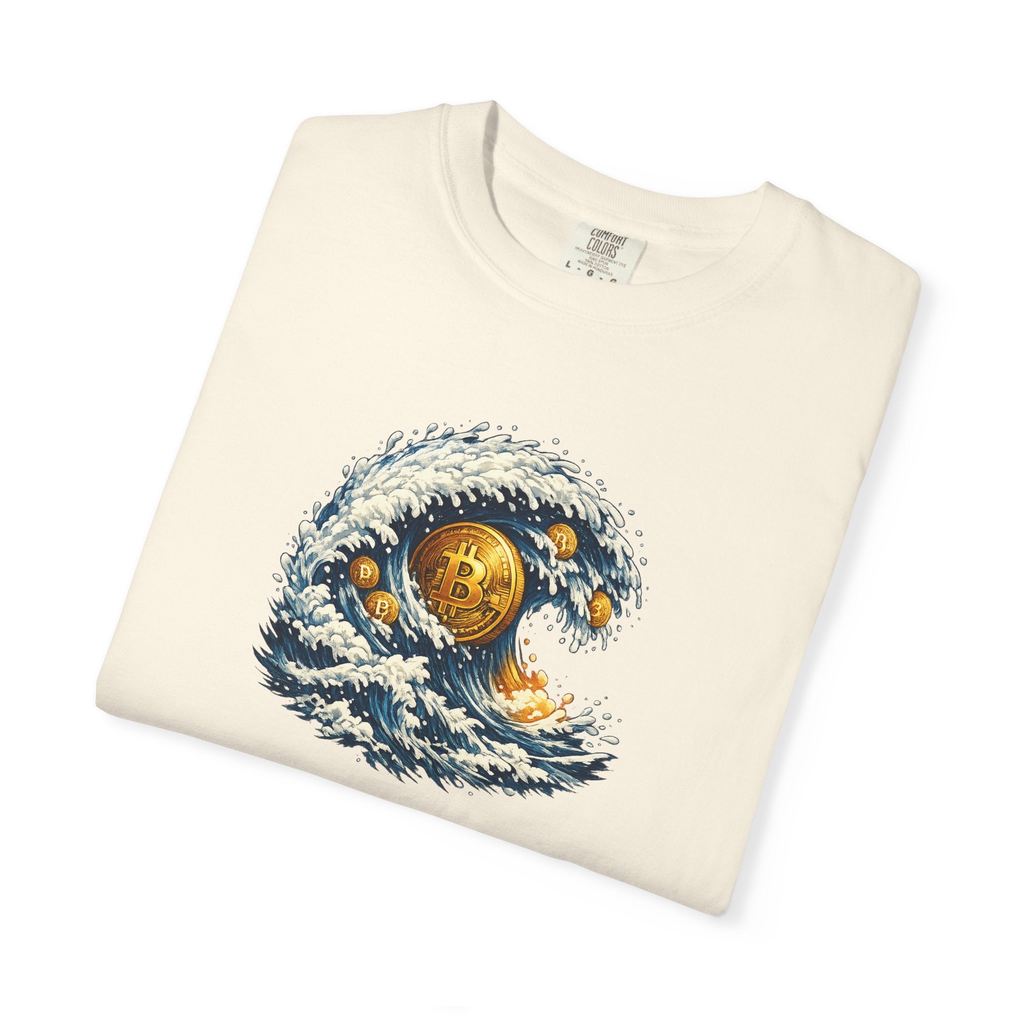 Bitcoin Tidal Wave T-Shirt Futuristic Crypto Graphic Tee Bitcoin Art Shirt Crypto Gift 12 colors 100% cotton