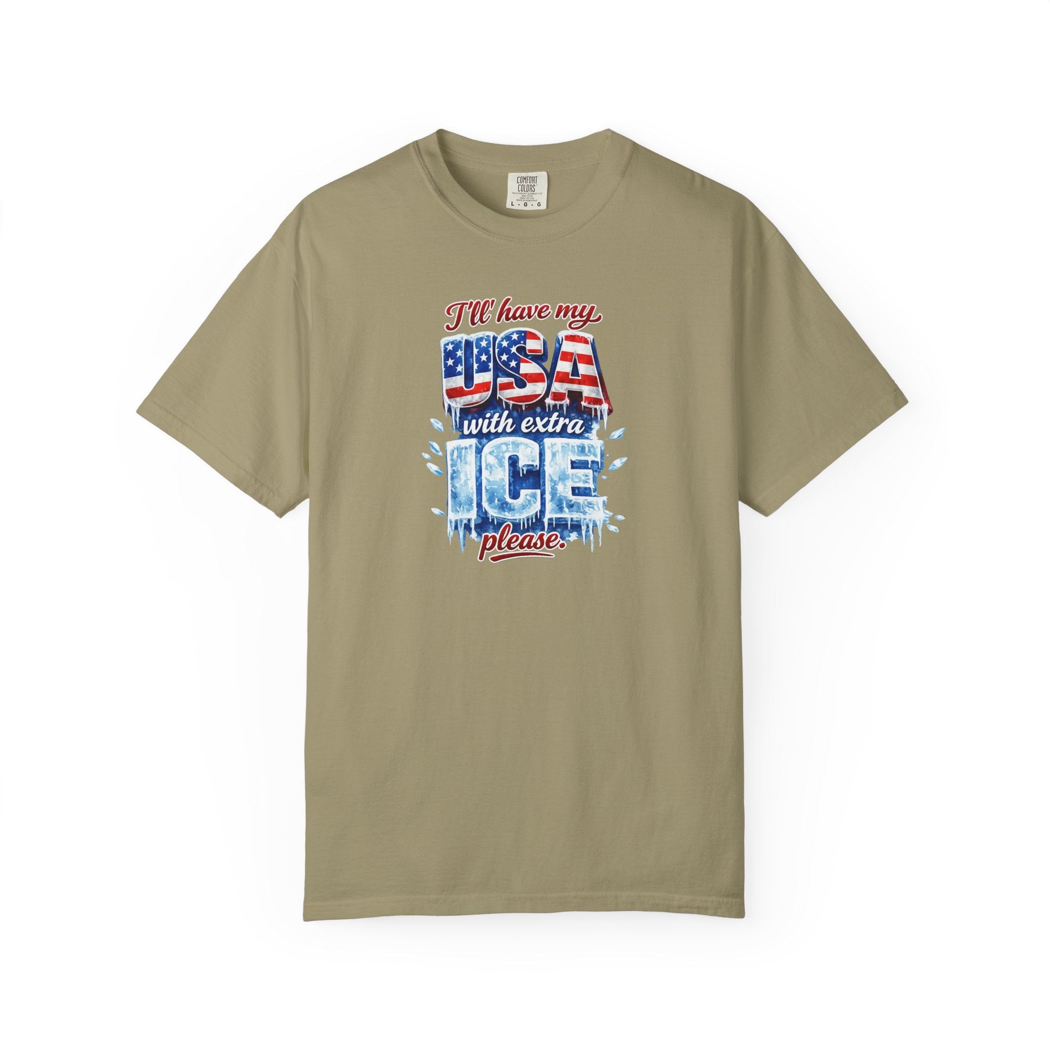 Patriotic "USA With Extra ICE" Shirt Men's Patriotic T-Shirt Pro Ice Merch USA Pride Apparel 6 colors 100% cotton