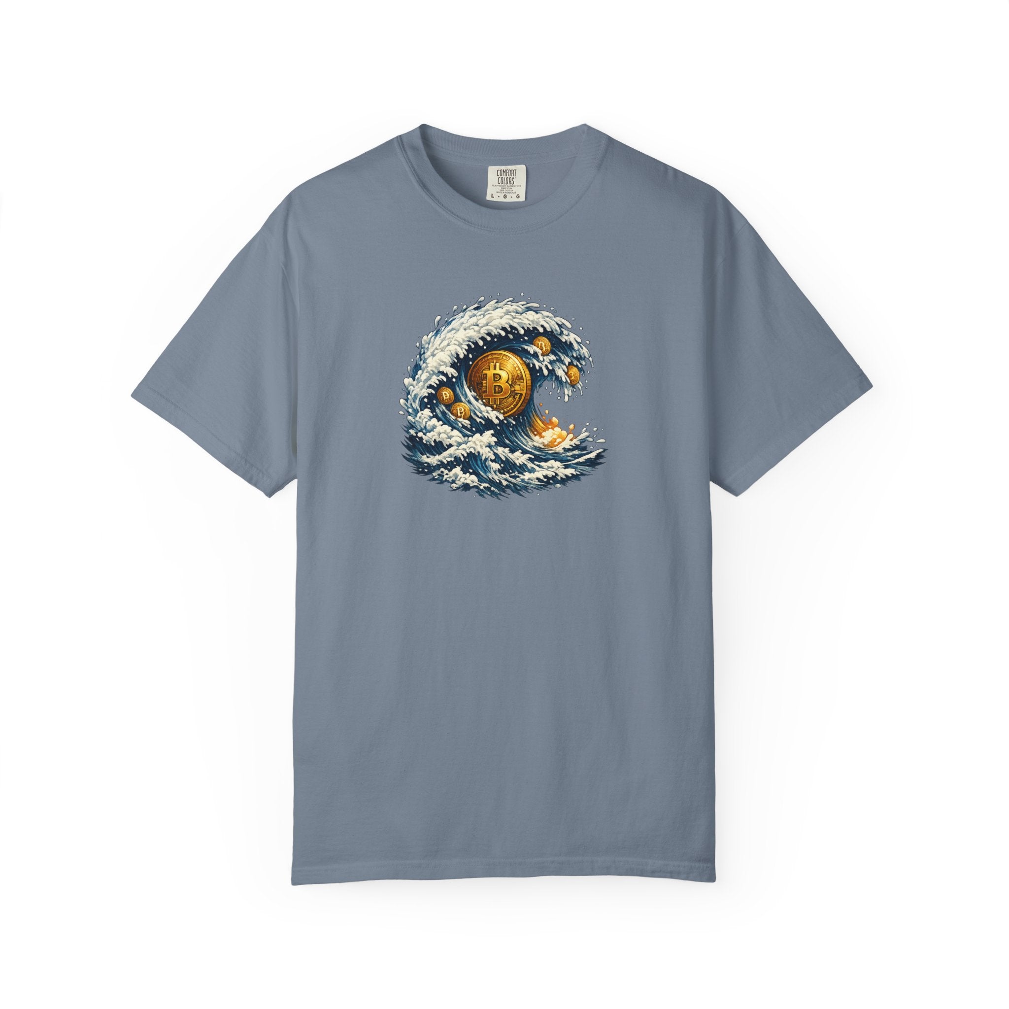 Bitcoin Tidal Wave T-Shirt Futuristic Crypto Graphic Tee Bitcoin Art Shirt Crypto Gift 12 colors 100% cotton